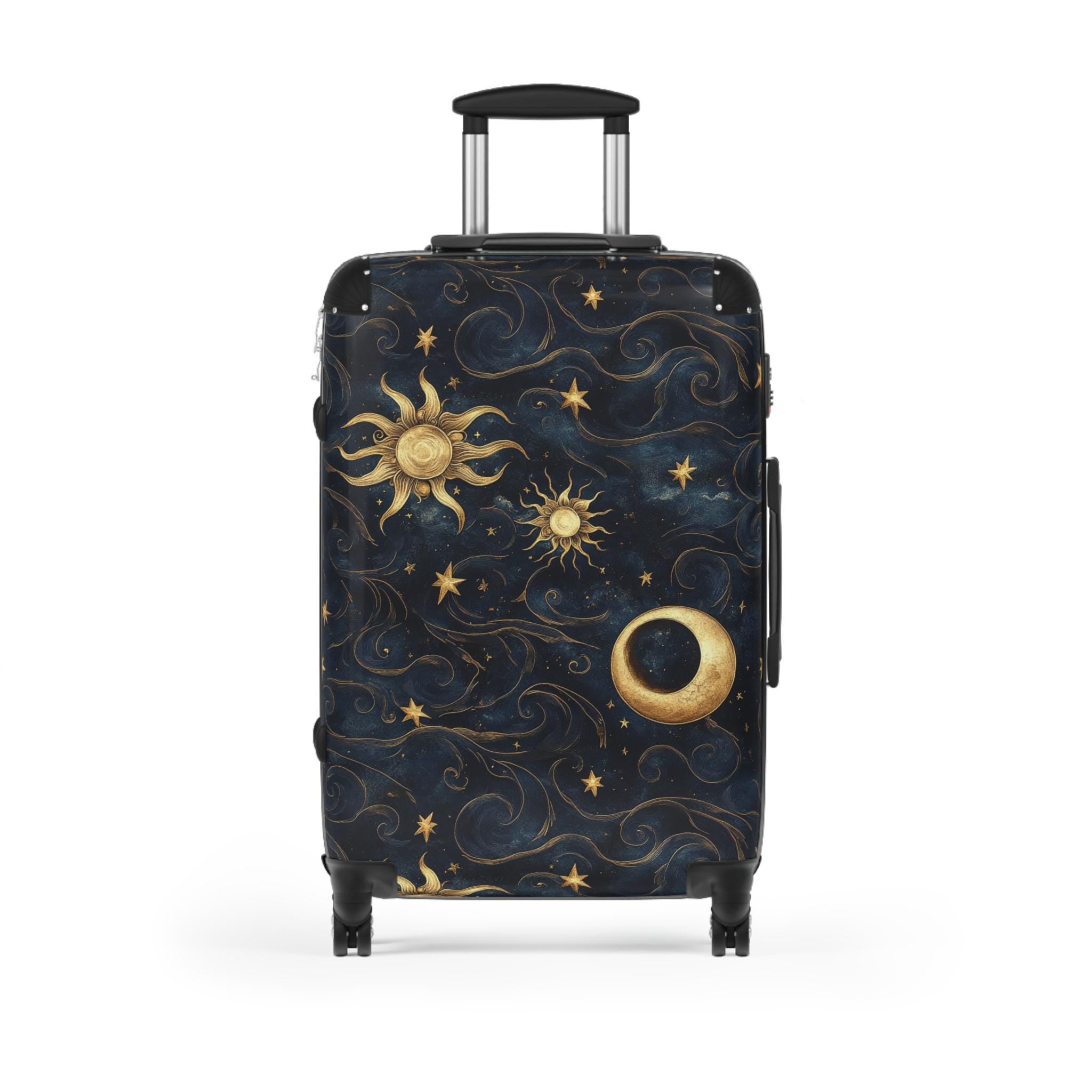 Celestial Sun Moon Stars Suitcase | Night Sky Hard-Shell Luggage