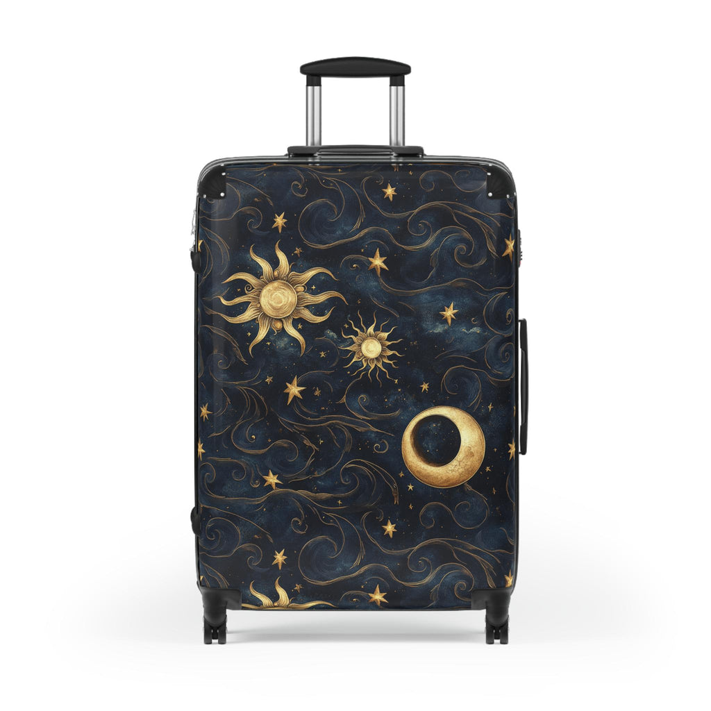 Celestial Sun Moon Stars Suitcase | Night Sky Hard-Shell Luggage