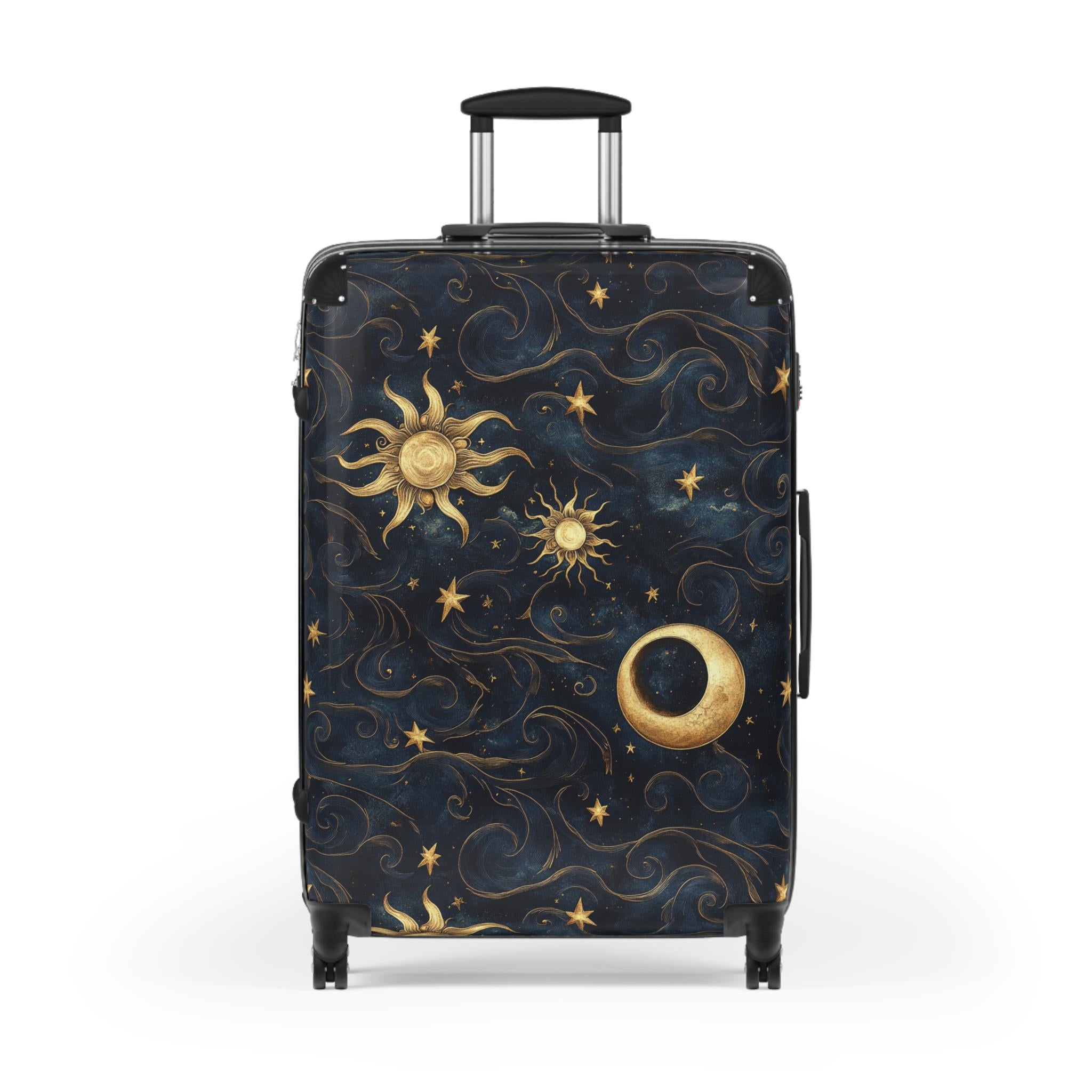 Celestial Sun Moon Stars Suitcase | Night Sky Hard-Shell Luggage