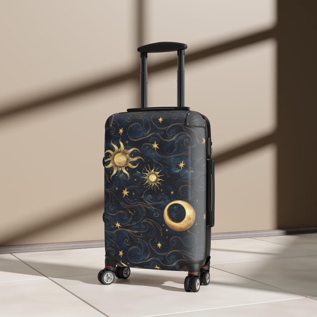 Celestial Sun Moon Stars Suitcase | Night Sky Hard-Shell Luggage
