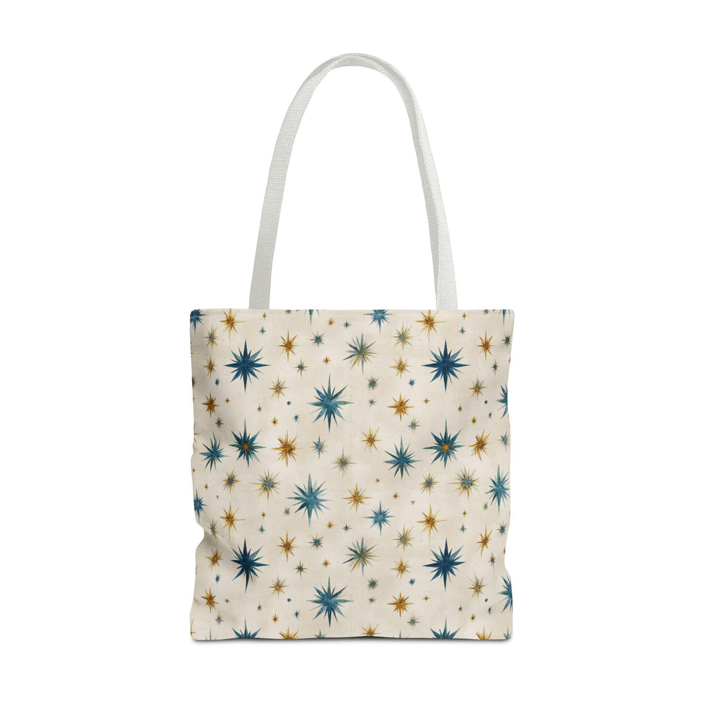 Midcentury Starburst Pattern Tote Bag | Retro Atomic Stars All-Over Print