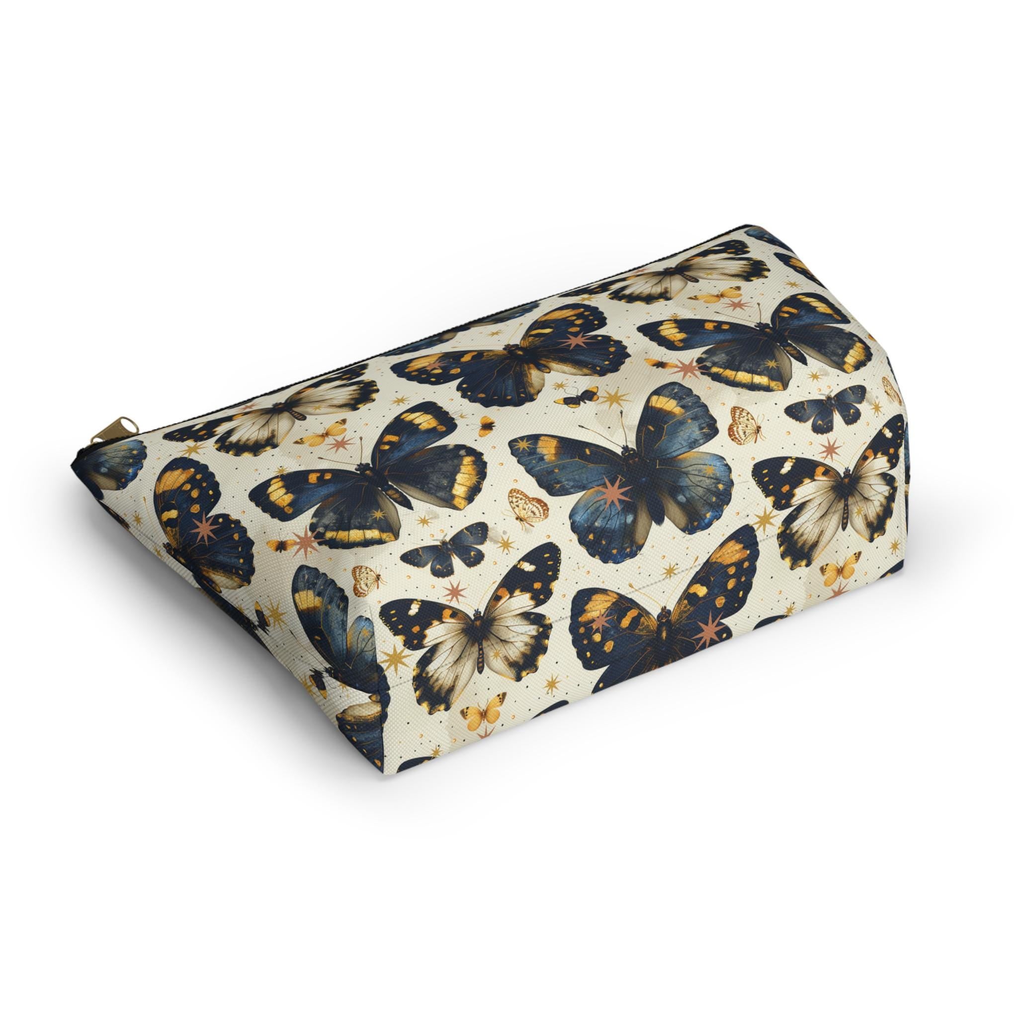 Vintage Blue Butterfly Accessory Pouch