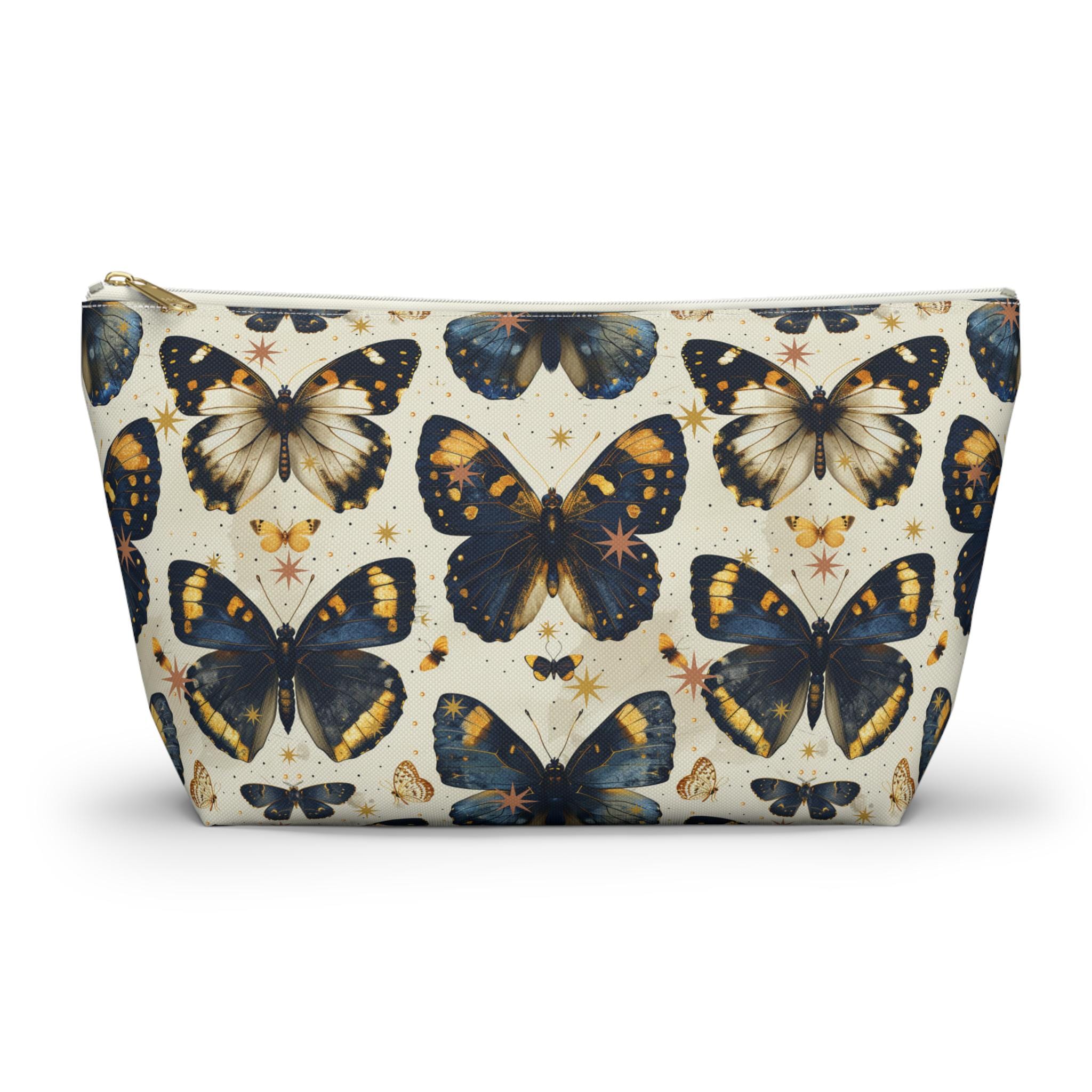 Vintage Blue Butterfly Accessory Pouch