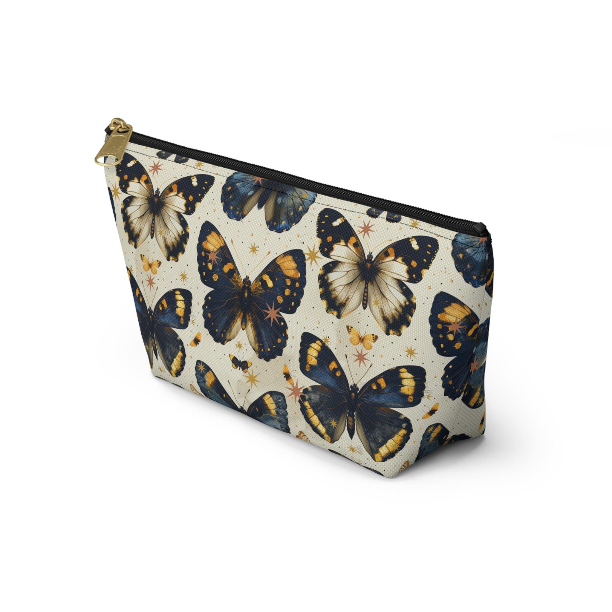 Vintage Blue Butterfly Accessory Pouch