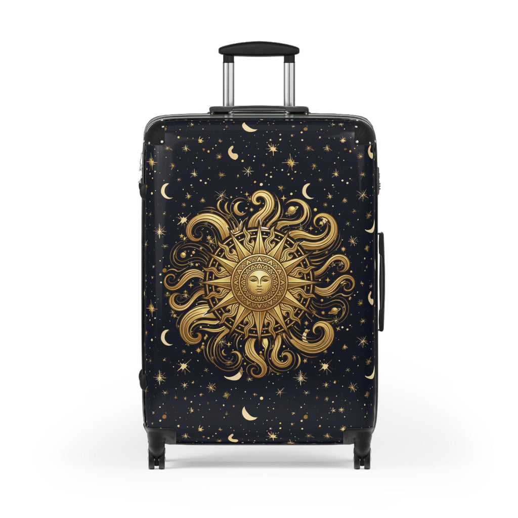 Golden Sun Burst and Moon Suitcase Celestial Luggage