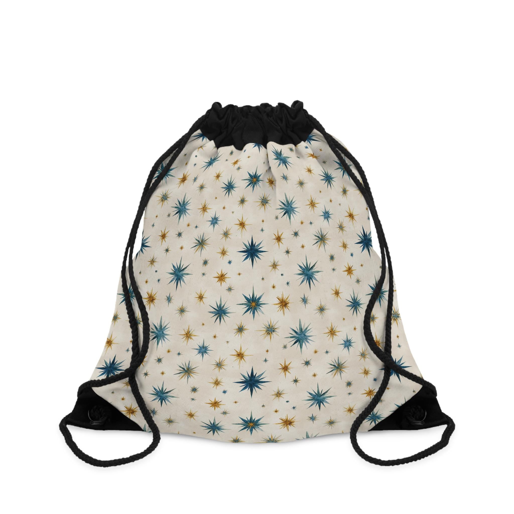Mid Century Starburst Drawstring Bag | Retro Atomic Stars Print