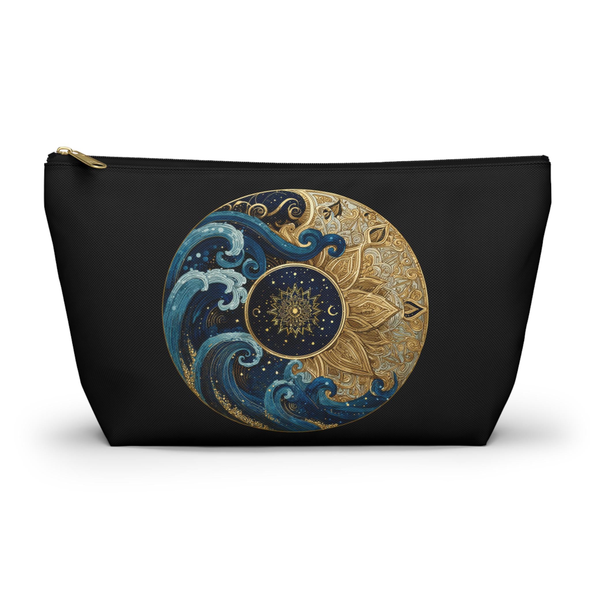Ocean Wave Moon Mandala Accessory Pouch