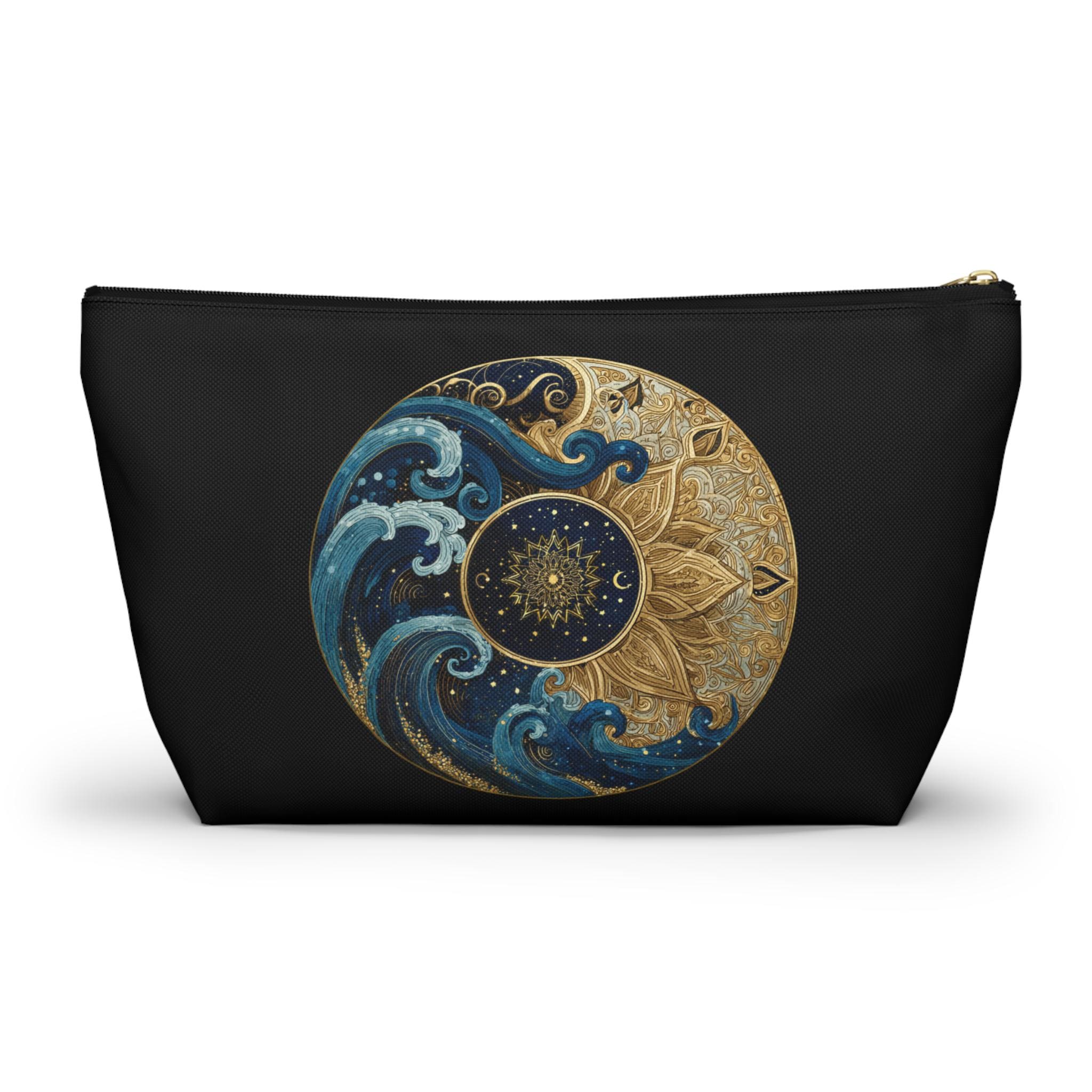 Ocean Wave Moon Mandala Accessory Pouch
