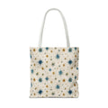 Midcentury Starburst Pattern Tote Bag | Retro Atomic Stars All-Over Print