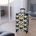 Vintage Butterfly Print Carry On Suitcase | Blue Gold Spinner Luggage