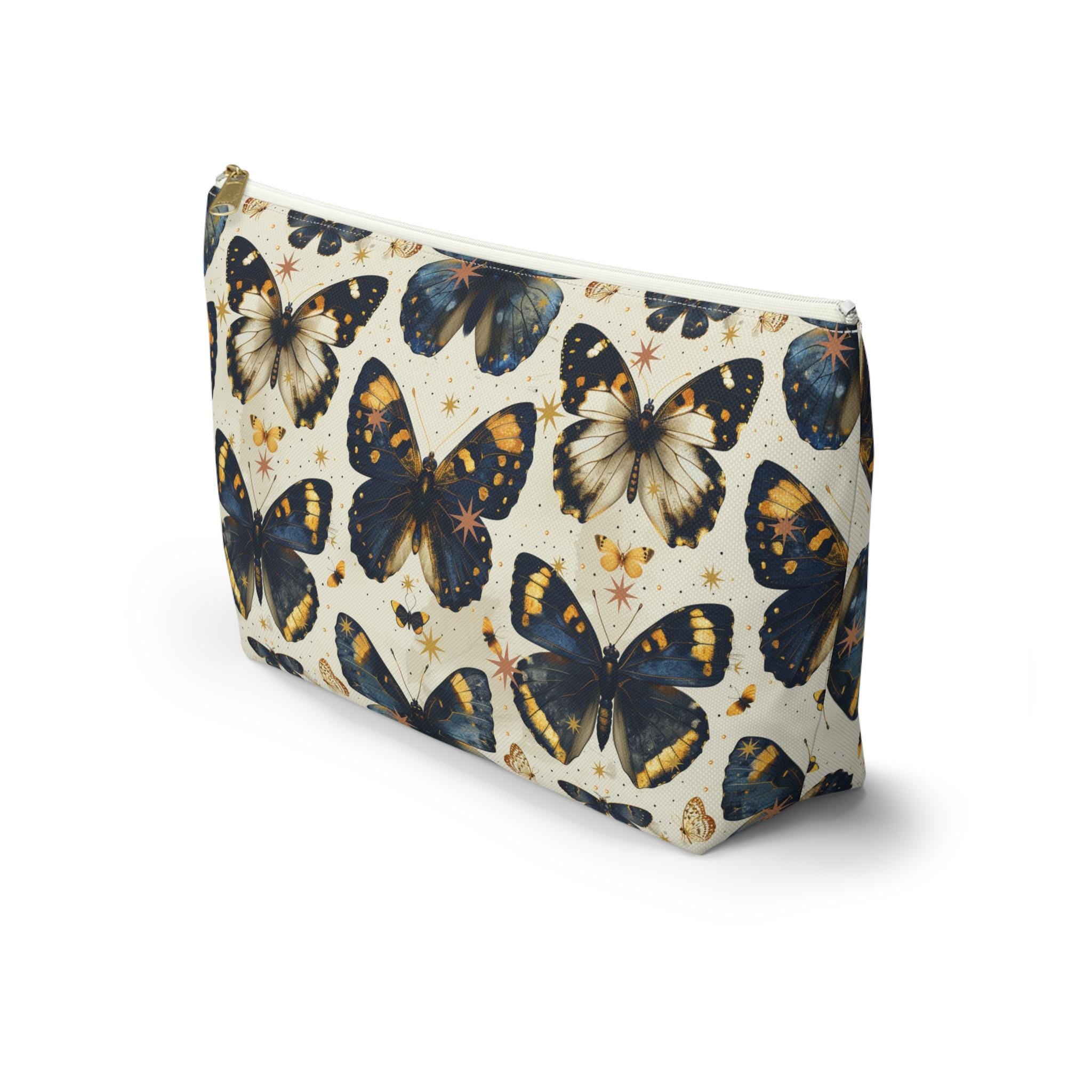 Vintage Blue Butterfly Accessory Pouch