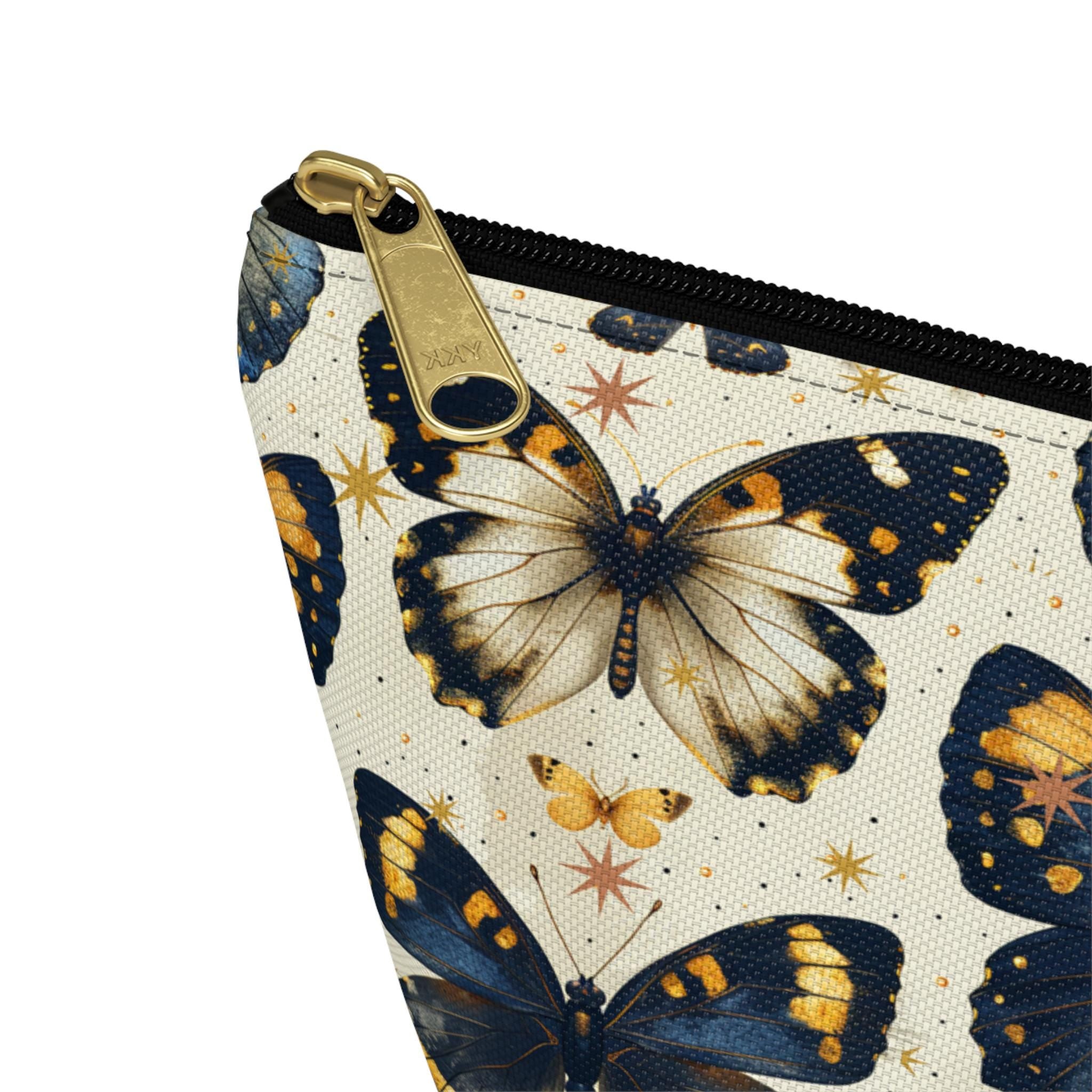 Vintage Blue Butterfly Accessory Pouch