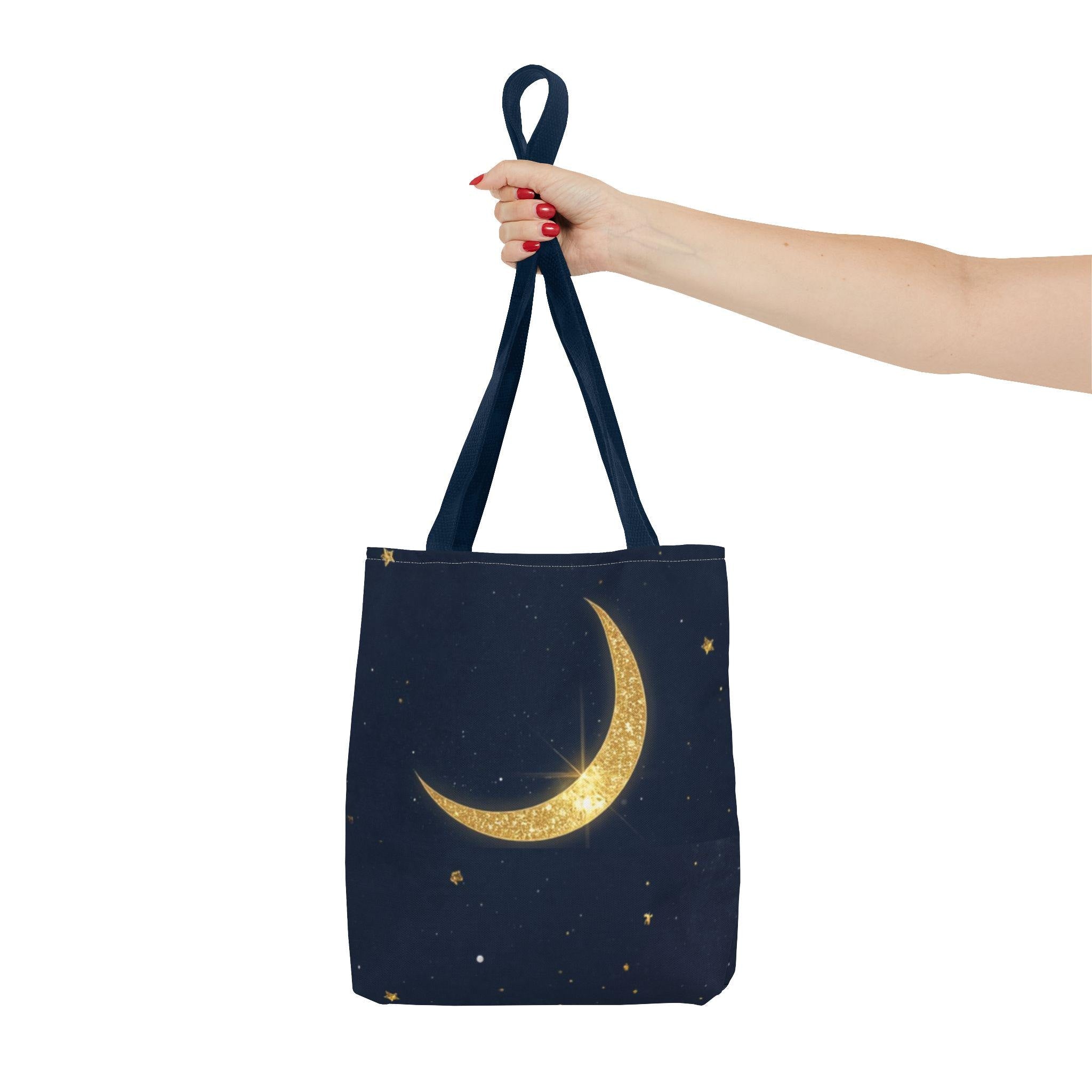 Golden Crescent Moon celestial night sky stars Tote Bag