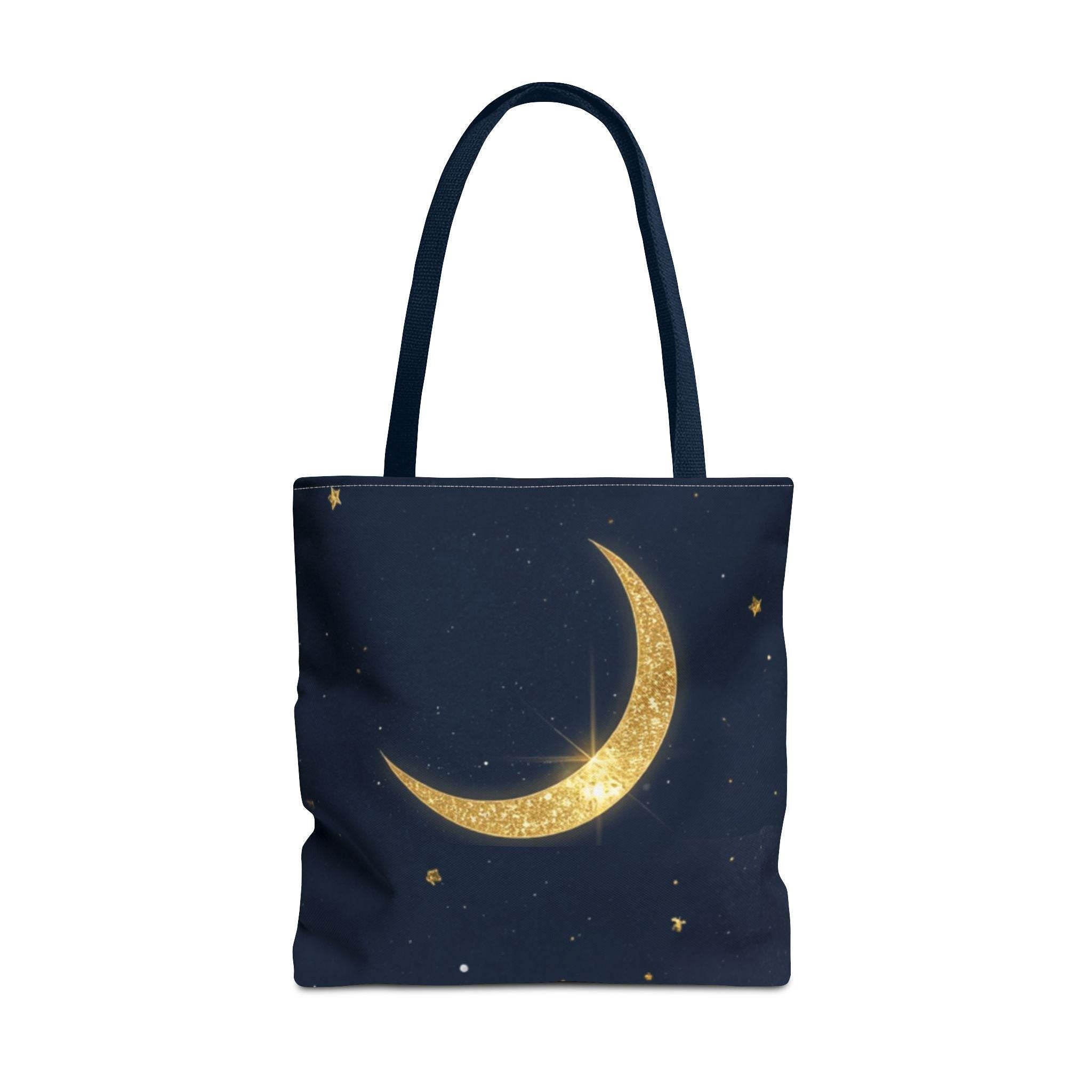 Golden Crescent Moon celestial night sky stars Tote Bag