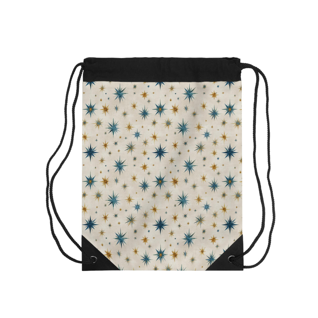 Mid Century Starburst Drawstring Bag | Retro Atomic Stars Print