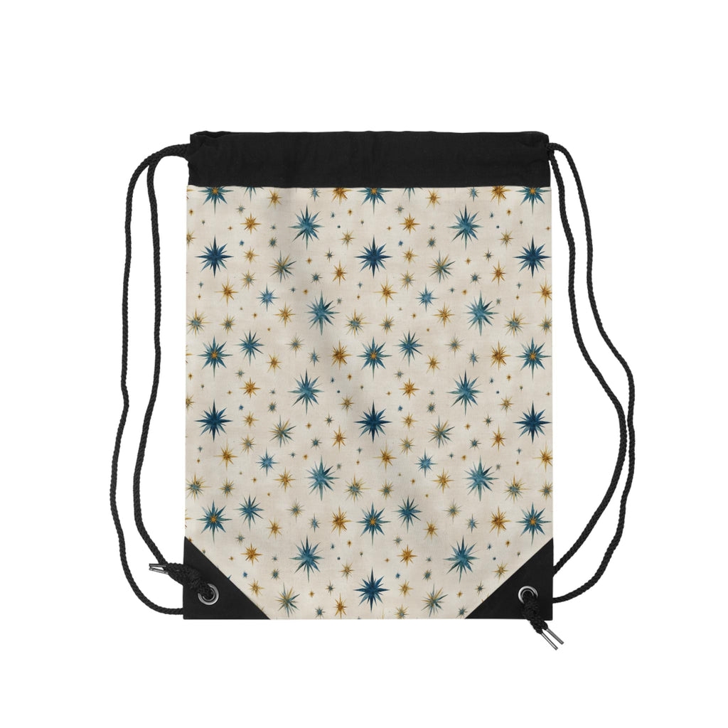 Mid Century Starburst Drawstring Bag | Retro Atomic Stars Print