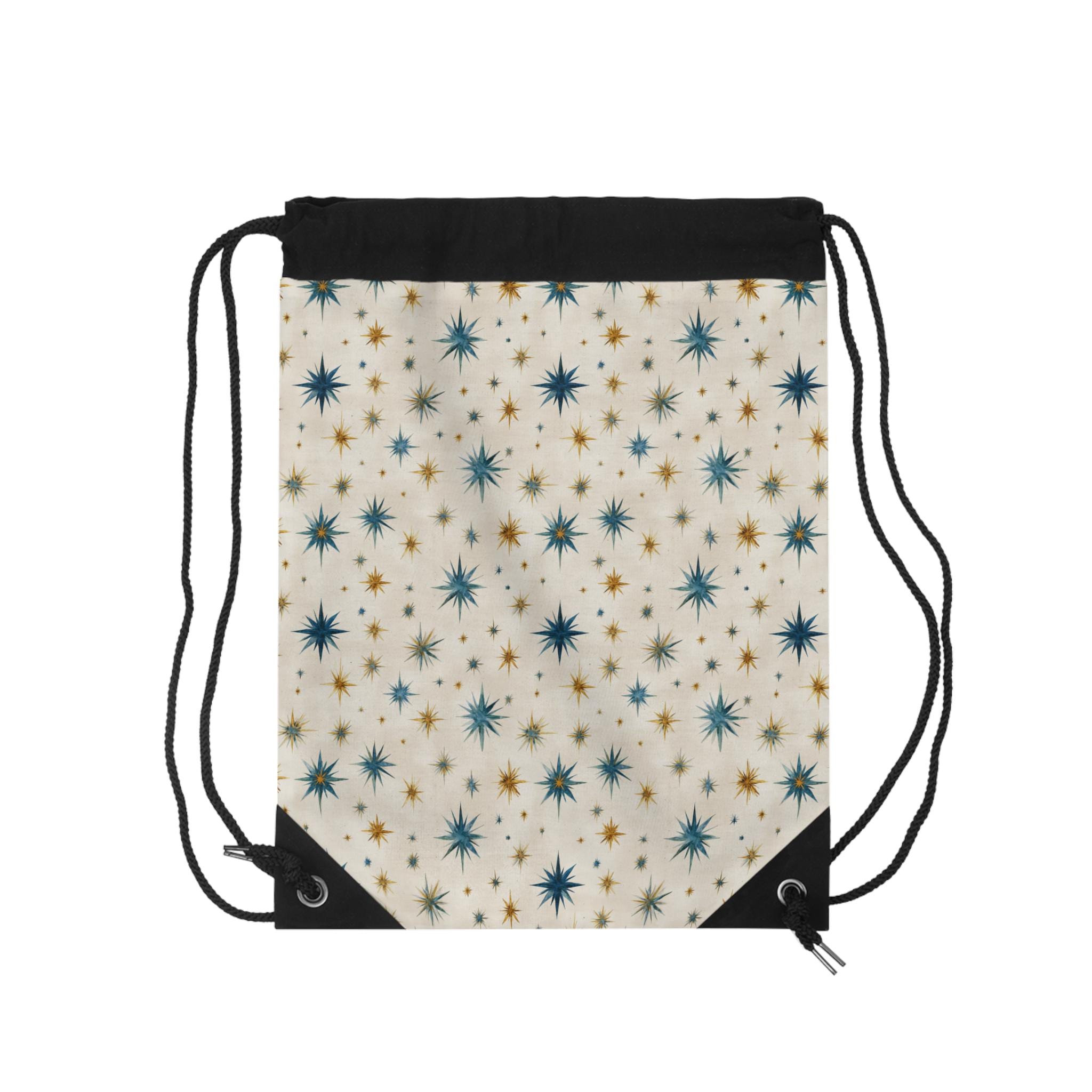 Mid Century Starburst Drawstring Bag | Retro Atomic Stars Print