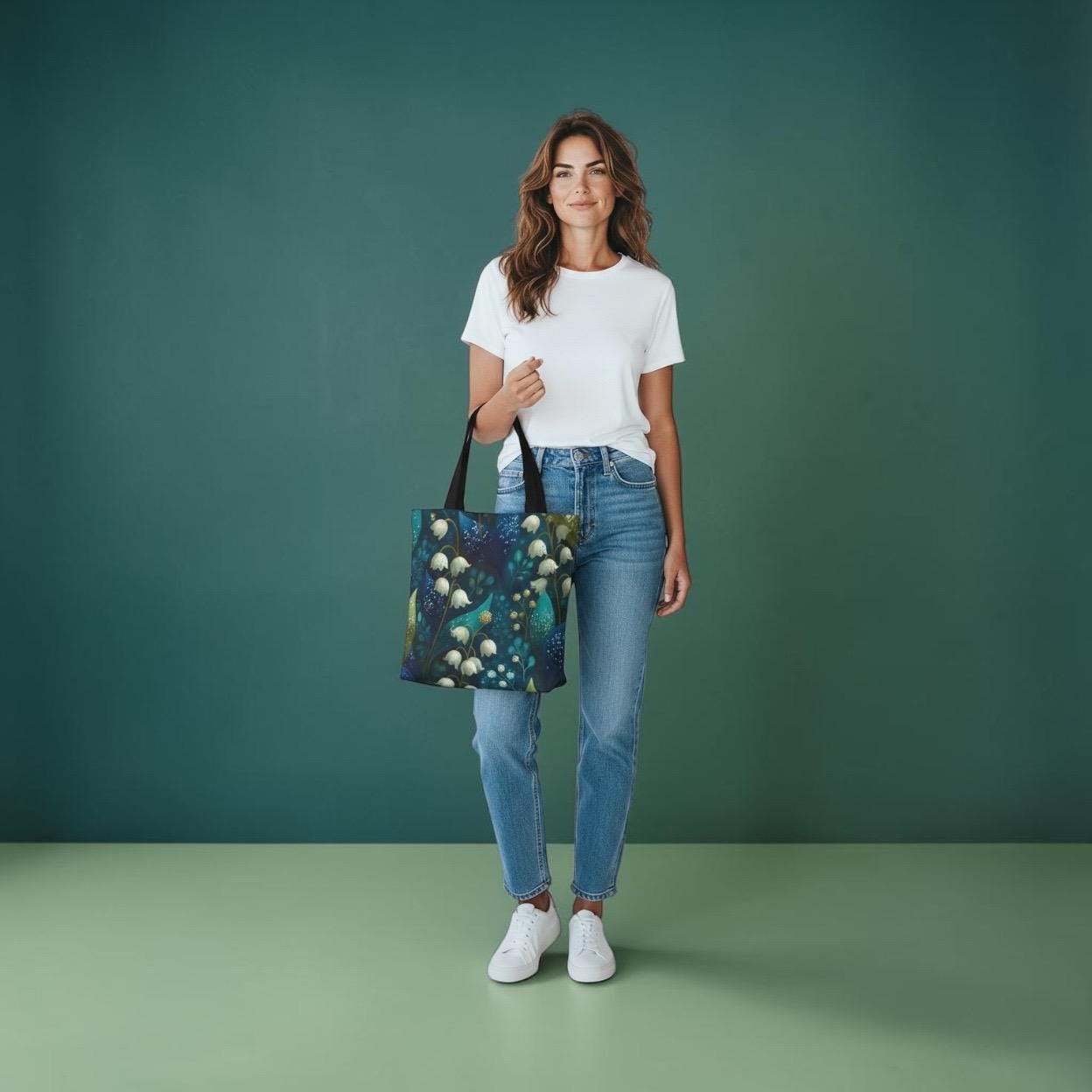 Lily of the Valley Tote Bag | Dark Botanical Cottagecore Floral Shoulder Bag