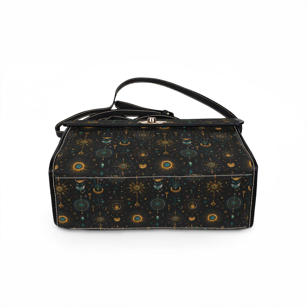 Celestial Moon Stars Crossbody Bag | Waterproof Canvas Satchel | Boho Witchy Purse