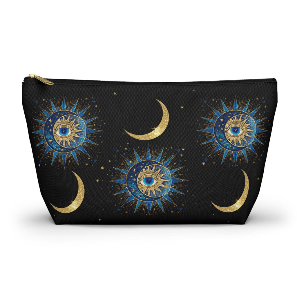 Celestial Sun Eye and Crescent Moon Accessory Pouch