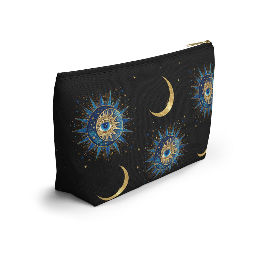 Celestial Sun Eye and Crescent Moon Accessory Pouch