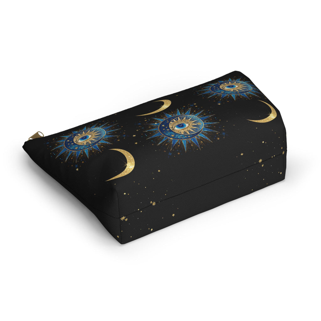 Celestial Sun Eye and Crescent Moon Accessory Pouch