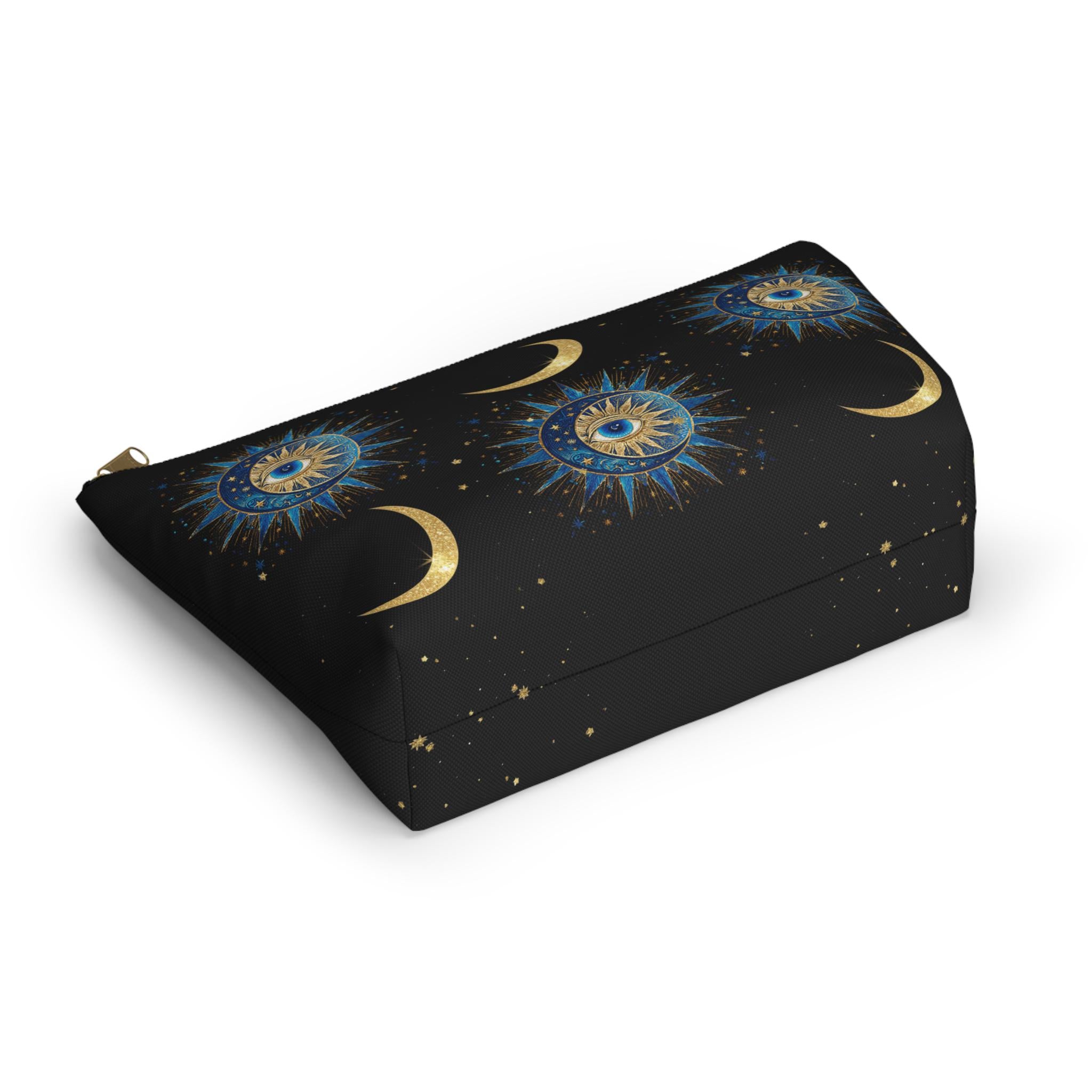 Celestial Sun Eye and Crescent Moon Accessory Pouch