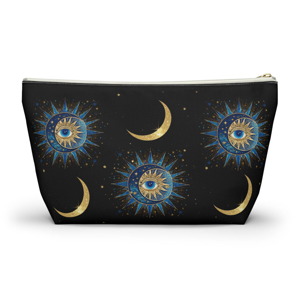 Celestial Sun Eye and Crescent Moon Accessory Pouch