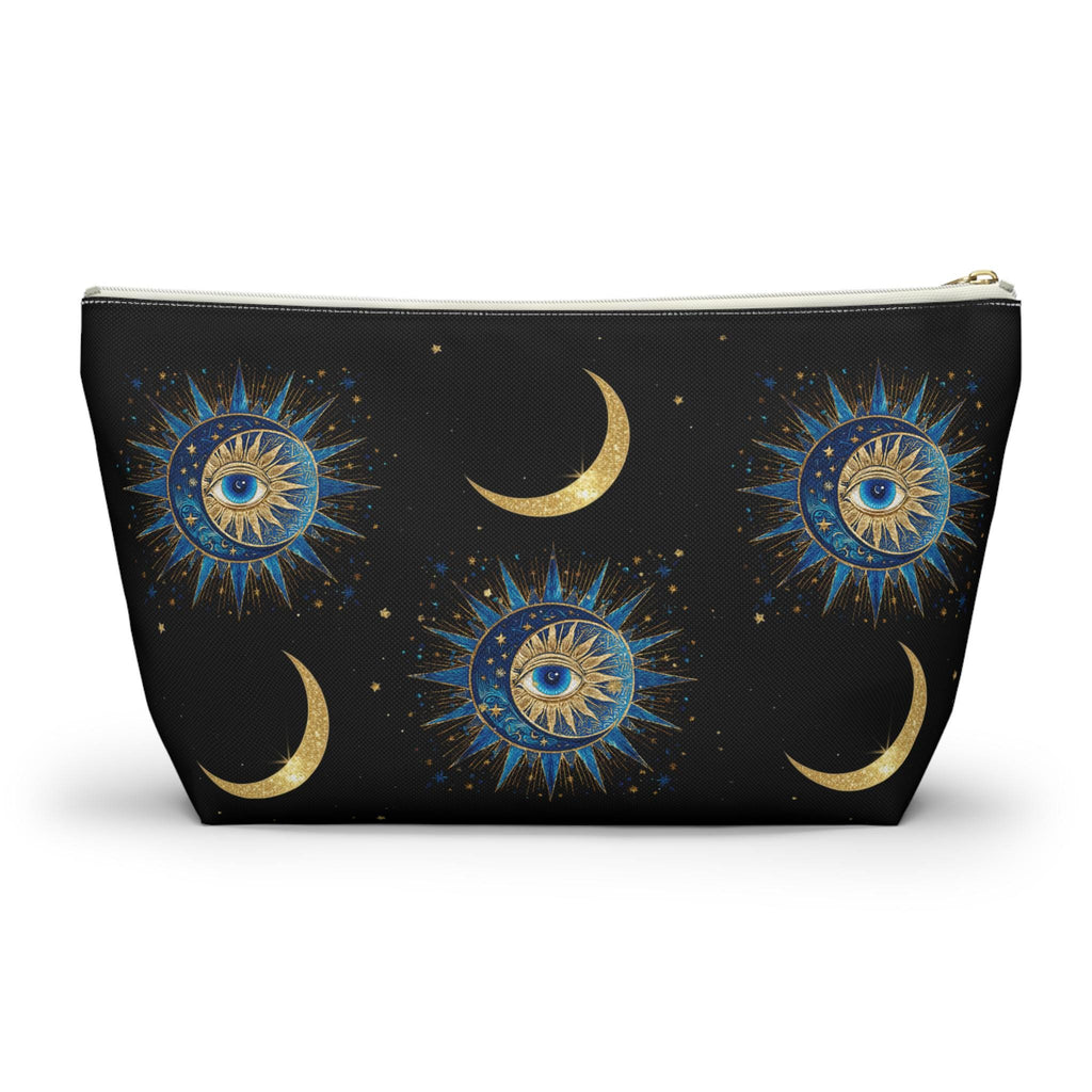 Celestial Sun Eye and Crescent Moon Accessory Pouch