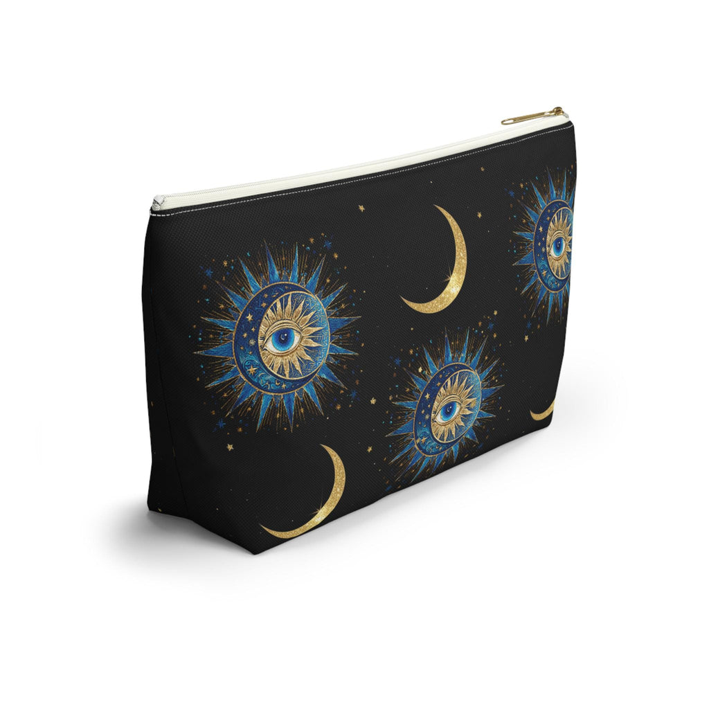 Celestial Sun Eye and Crescent Moon Accessory Pouch