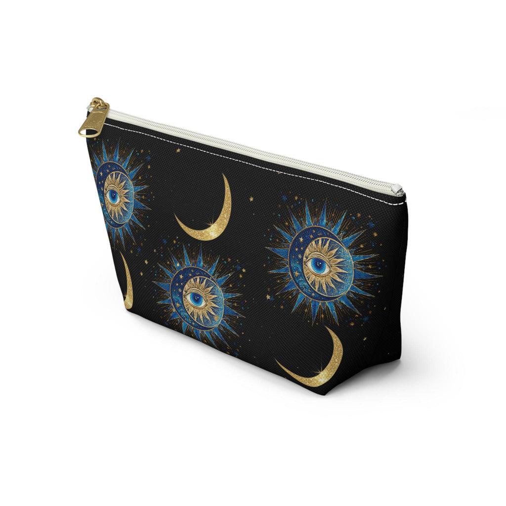 Celestial Sun Eye and Crescent Moon Accessory Pouch