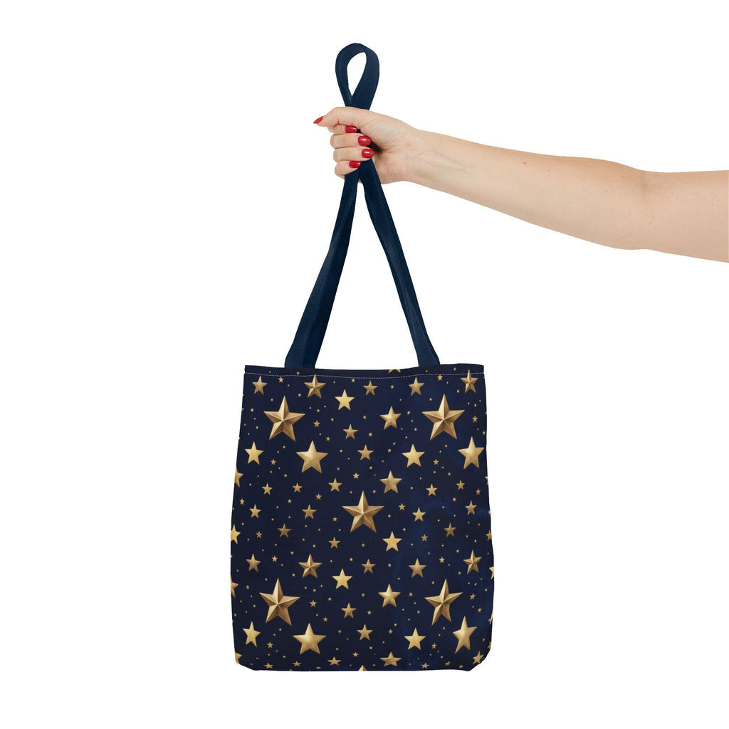 Gold Star Pattern Tote Bag | Navy Night Sky Stars All Over Print