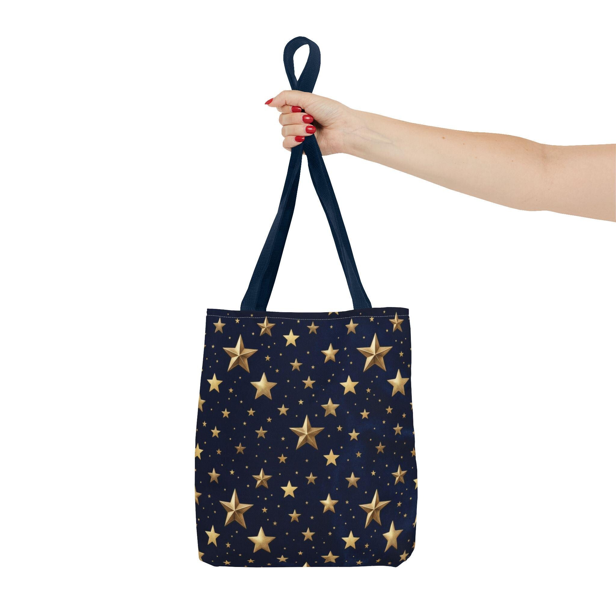 Gold Star Pattern Tote Bag | Navy Night Sky Stars All Over Print