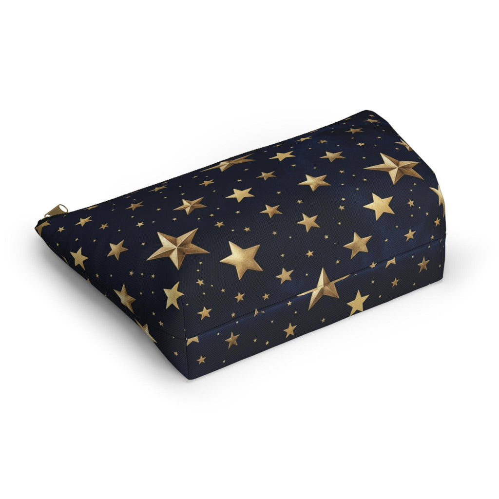 Gold Stars Pattern Accessory Pouch | T-Bottom Zippered Cosmetic Bag
