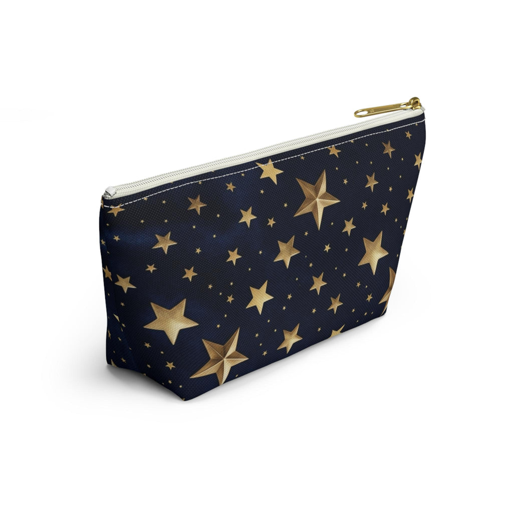 Gold Stars Pattern Accessory Pouch | T-Bottom Zippered Cosmetic Bag