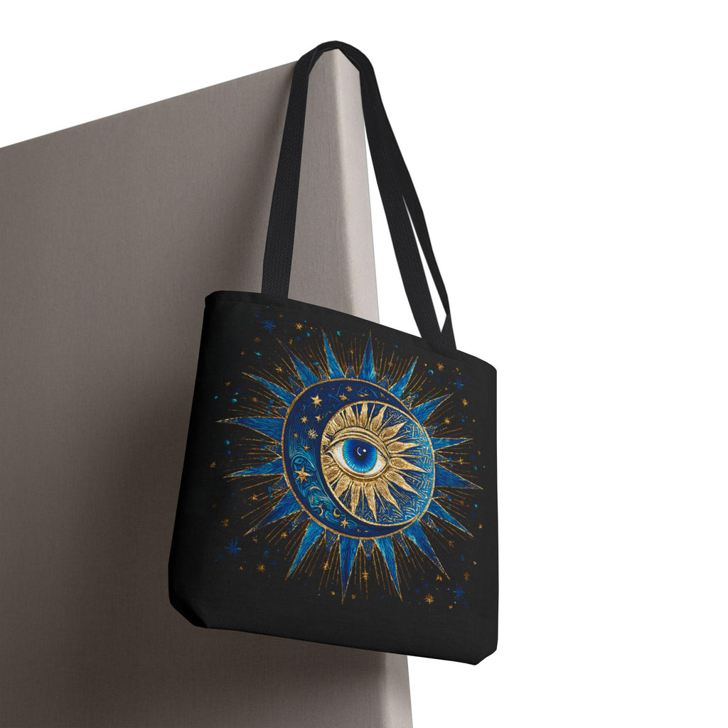 Witchy Tote Bag | Sun Moon Evil Eye Celestial Canvas Tote | Boho Spiritual Gift for Her