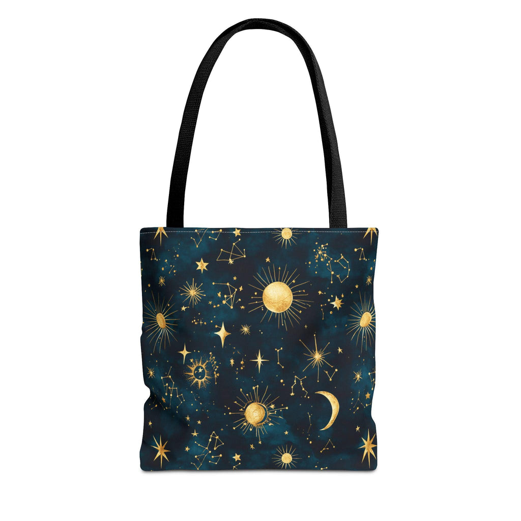 Golden Celestial Suns and Constellations Tote | Moon and Stars Night Sky