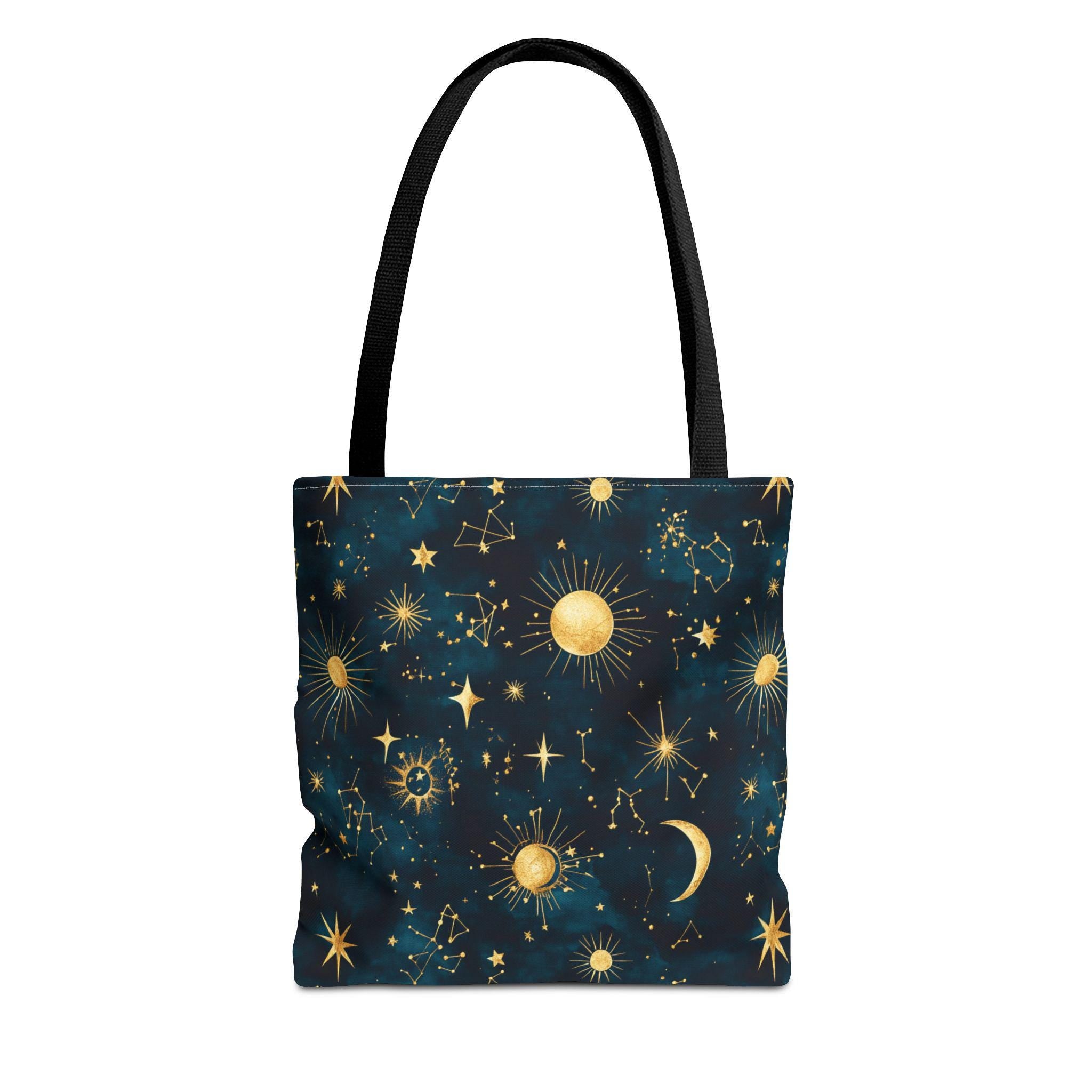 Golden Celestial Suns and Constellations Tote | Moon and Stars Night Sky