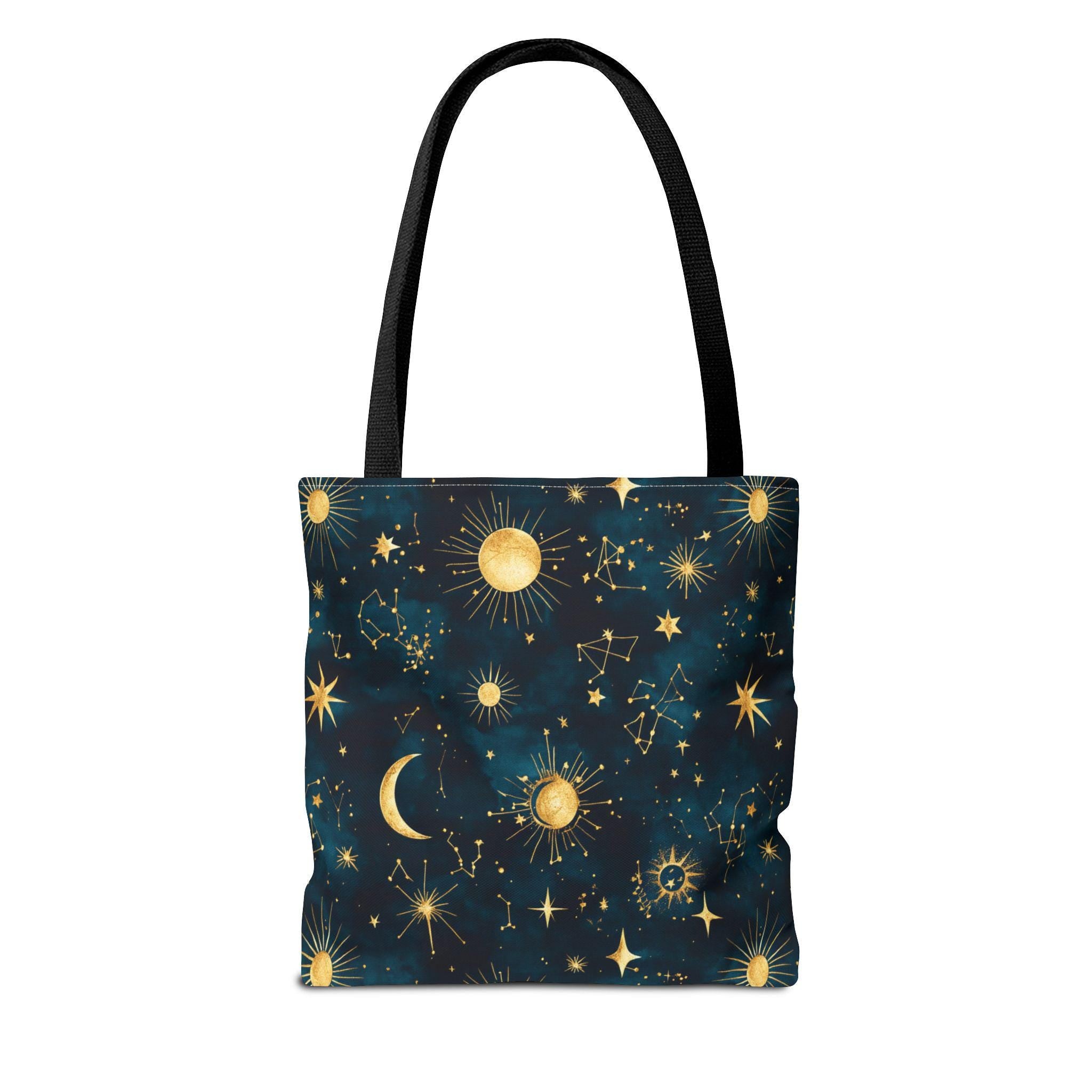 Golden Celestial Suns and Constellations Tote | Moon and Stars Night Sky