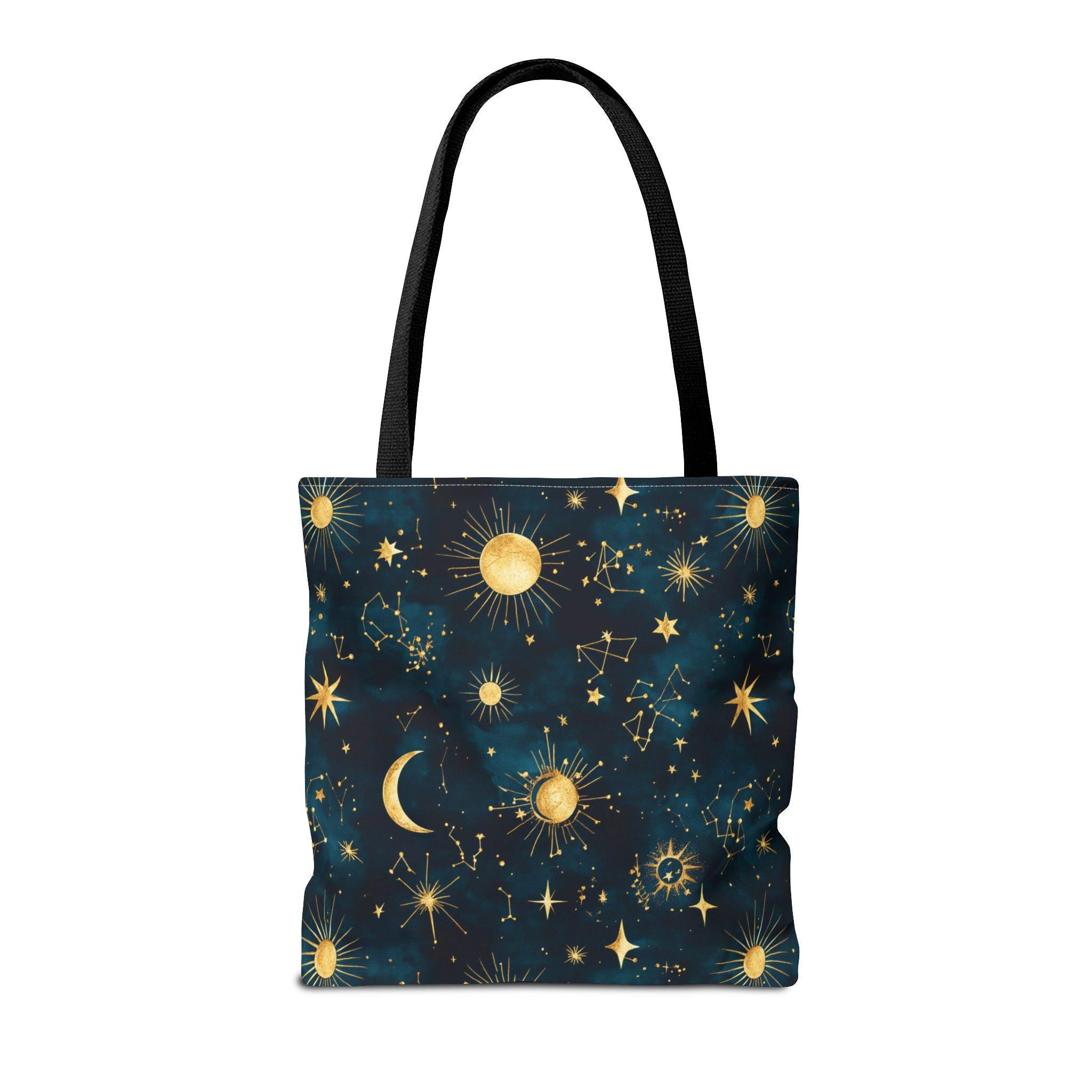 Golden Celestial Suns and Constellations Tote | Moon and Stars Night Sky