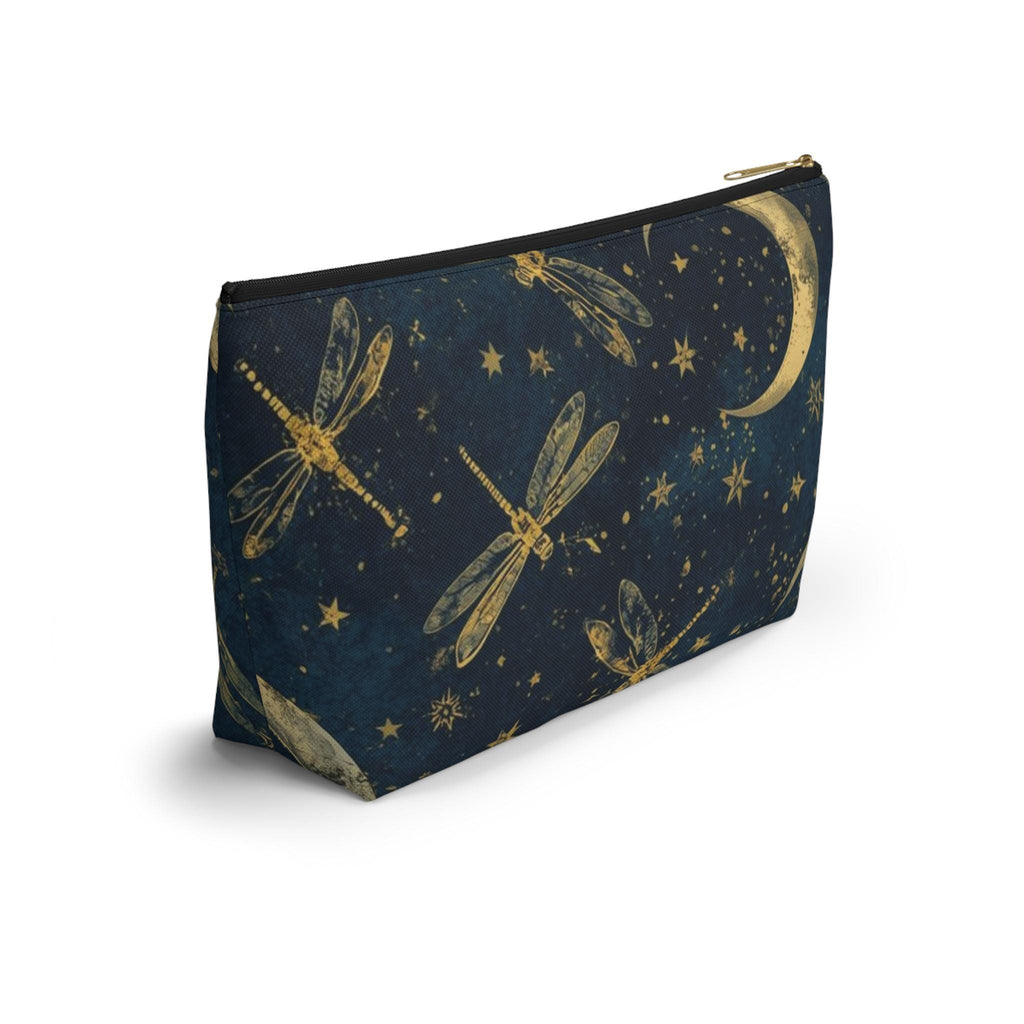 Celestial Moon & Stars Navy Blue Zipper Pouch | Cosmic Makeup Bag