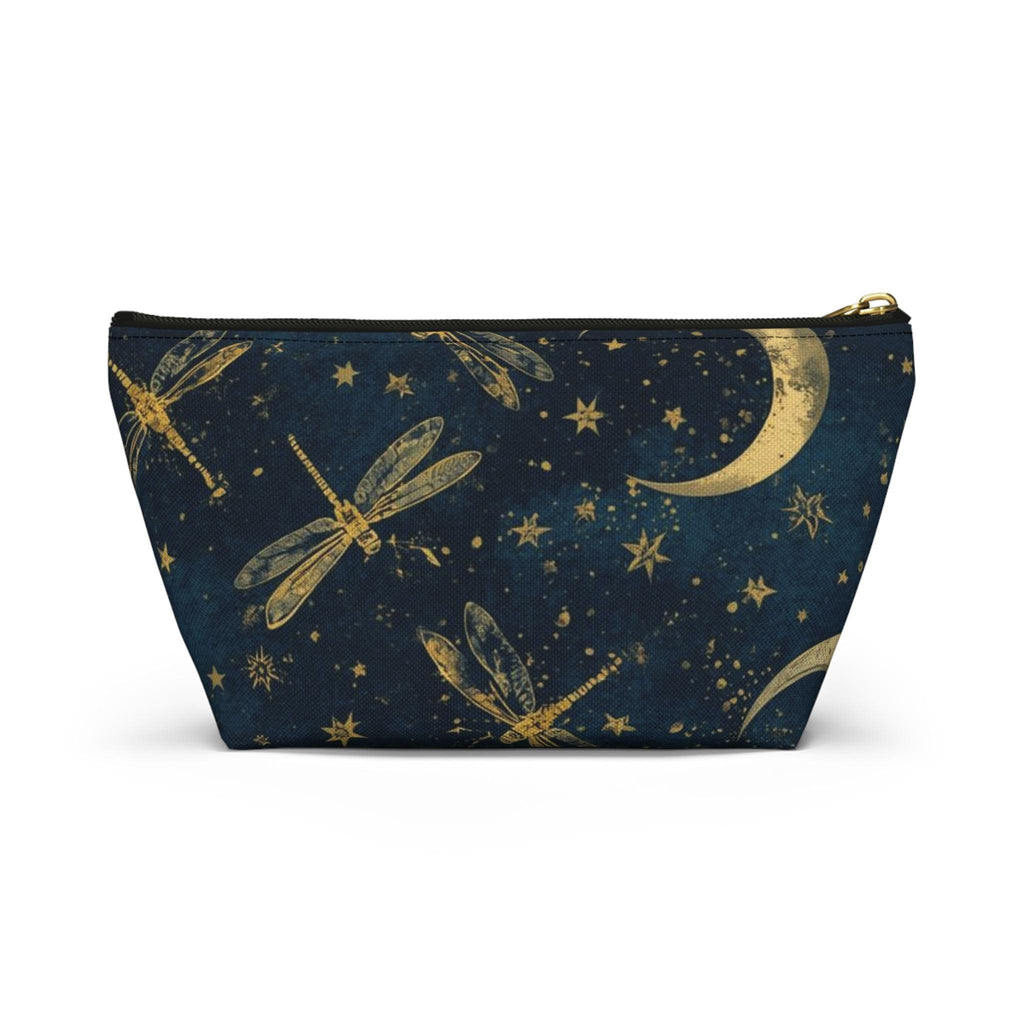 Celestial Moon & Stars Navy Blue Zipper Pouch | Cosmic Makeup Bag