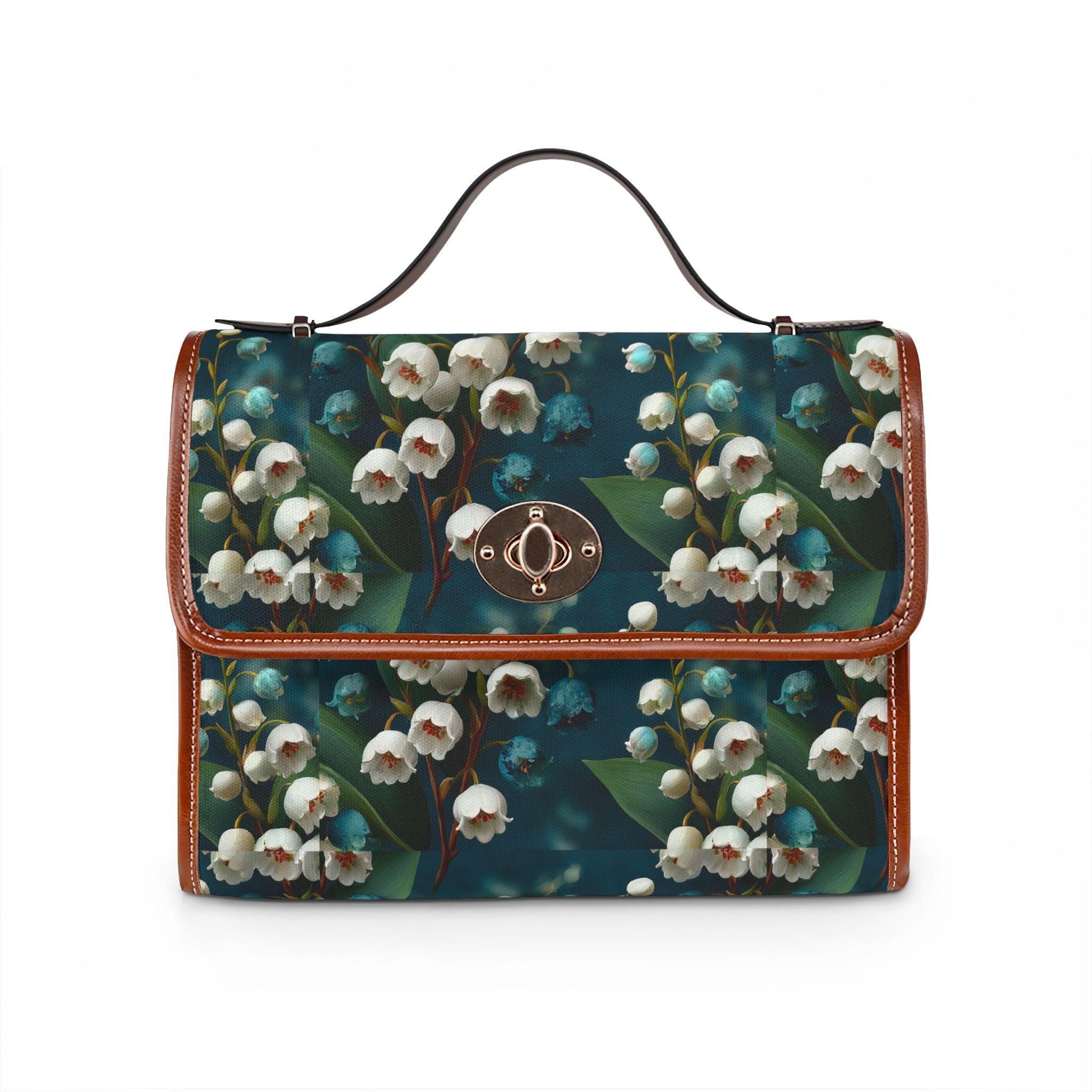 Lily of the Valley Floral Satchel | Waterproof Canvas Crossbody Purse, Cottagecore Style