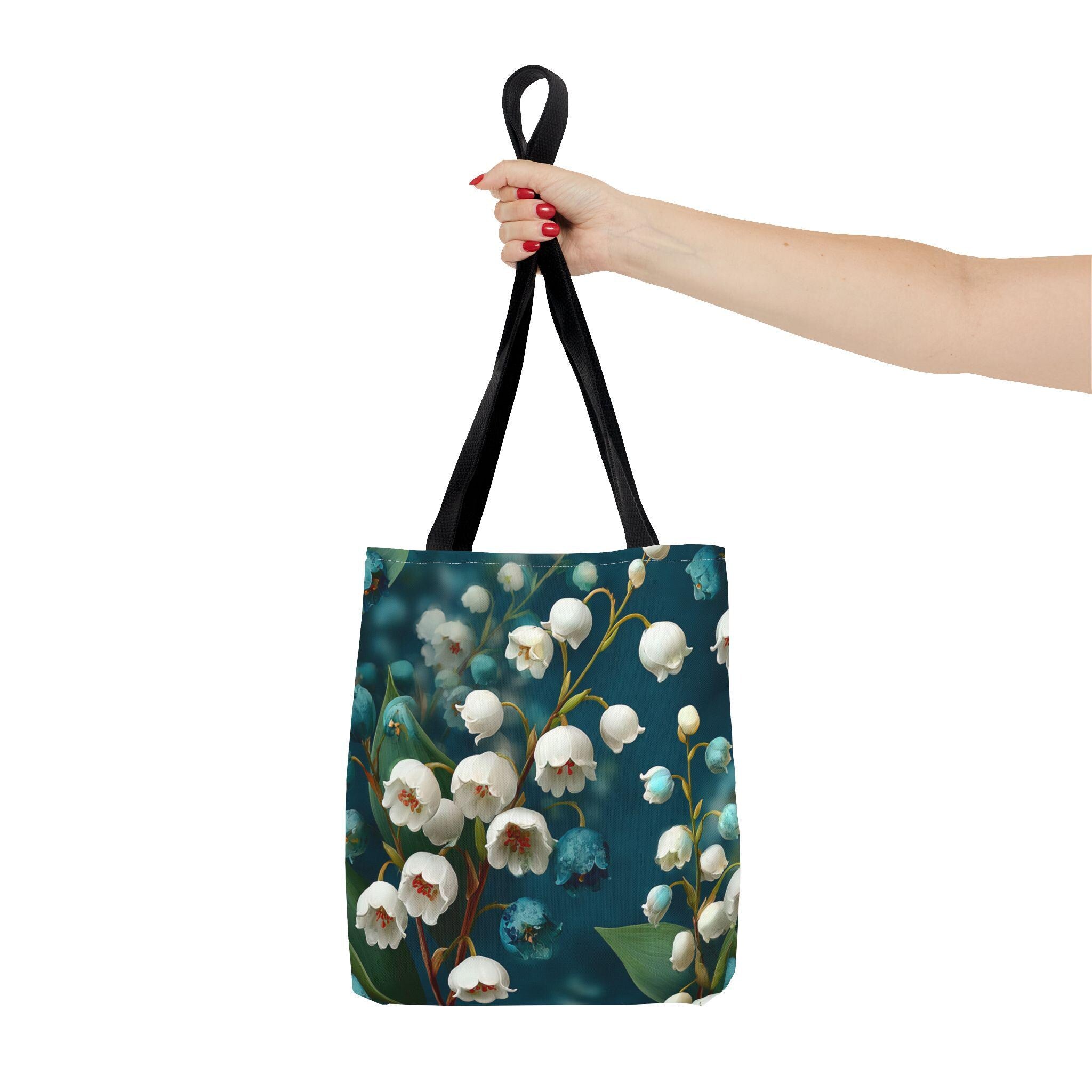 Lily of the Valley Tote Bag | Navy Botanical Floral Cottagecore Bag