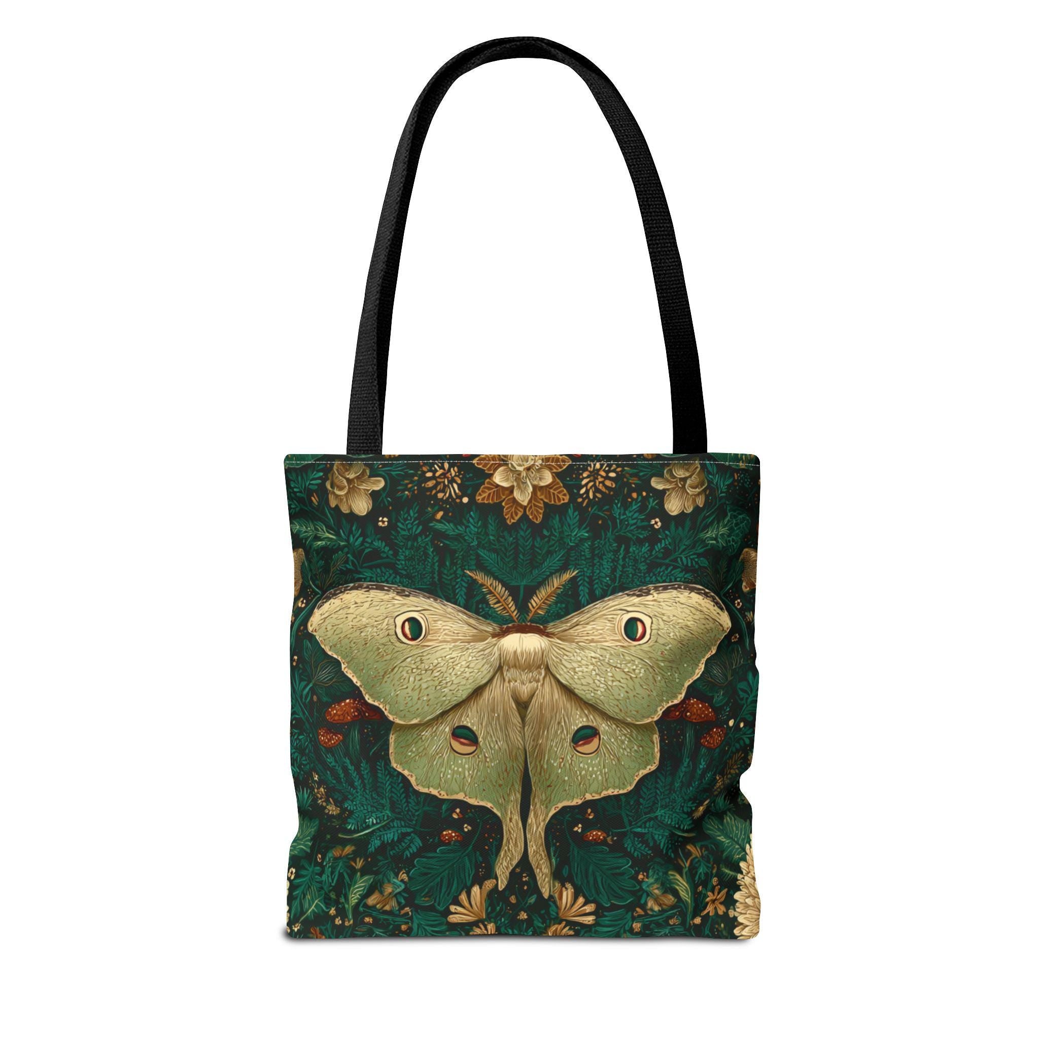Luna Moth Illustration Tote Bag | Vintage Botanical Pattern
