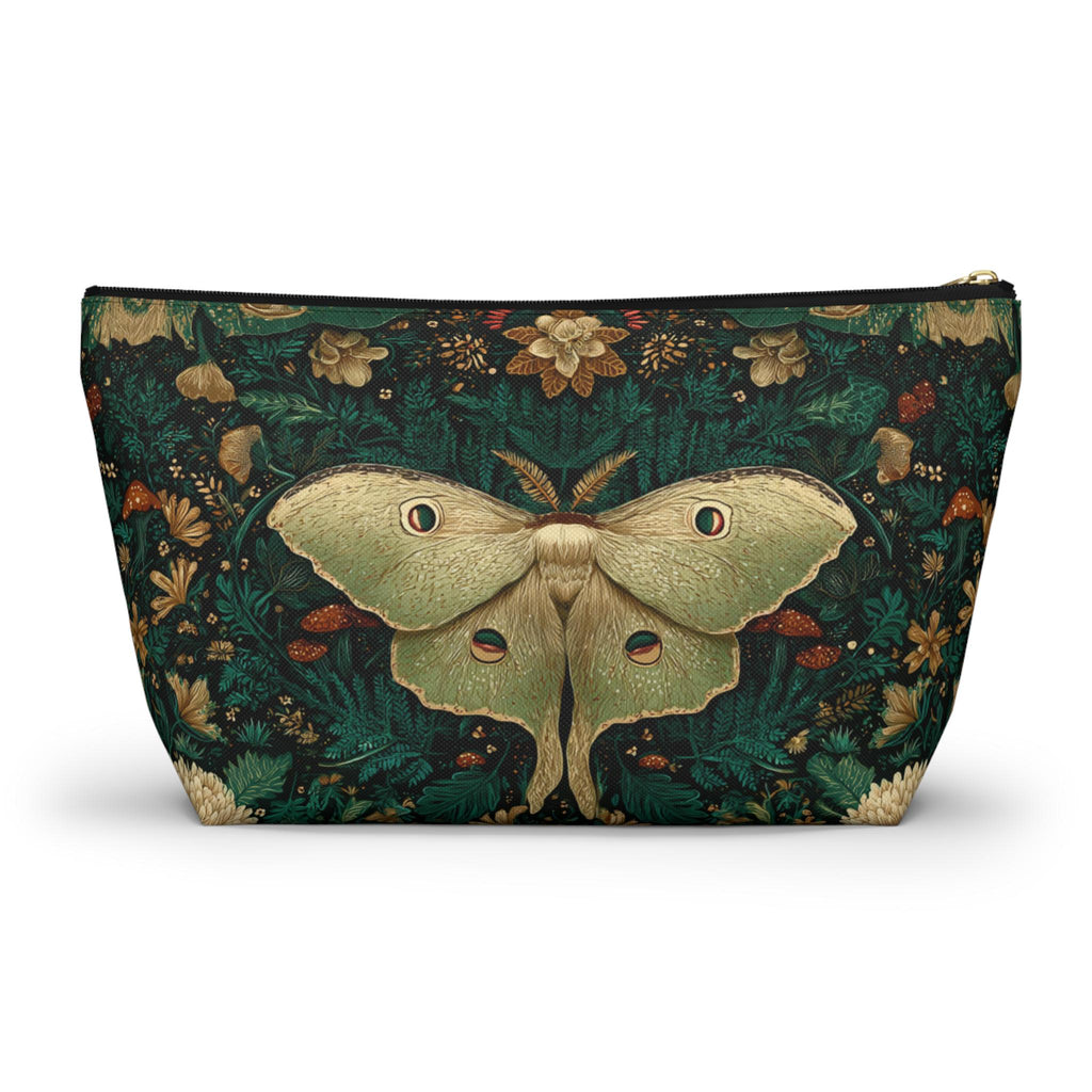 Luna Moth Floral Illustration Accessory Pouch