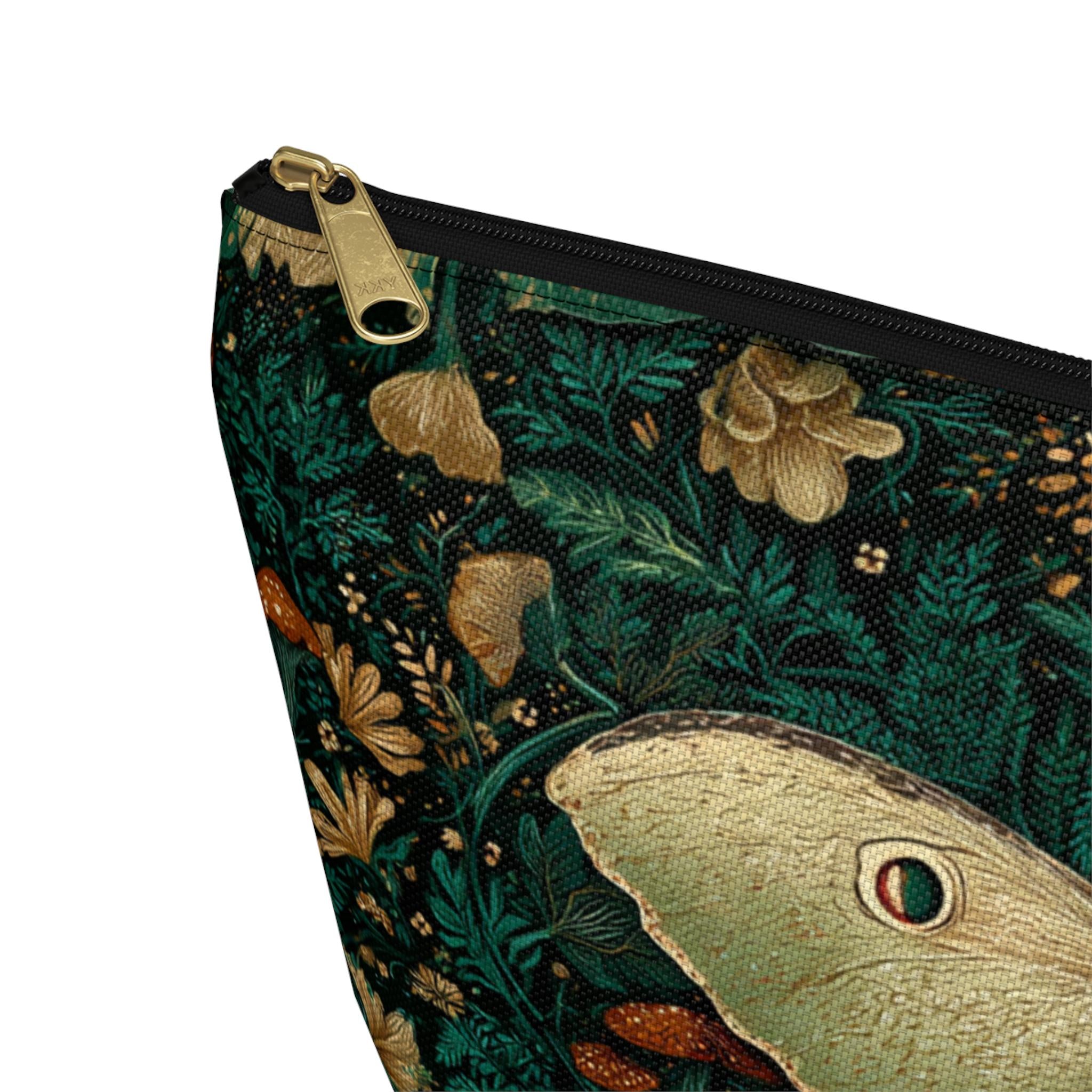 Luna Moth Floral Illustration Accessory Pouch