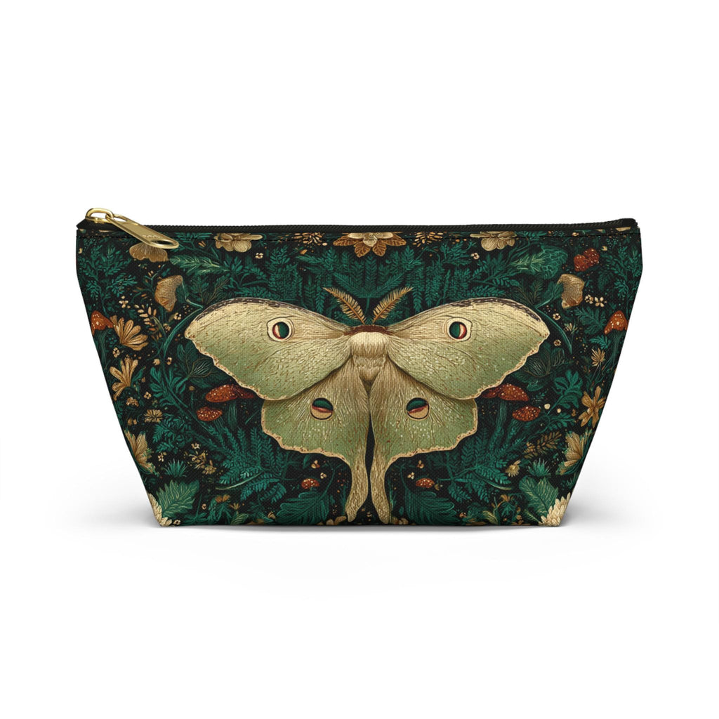 Luna Moth Floral Illustration Accessory Pouch