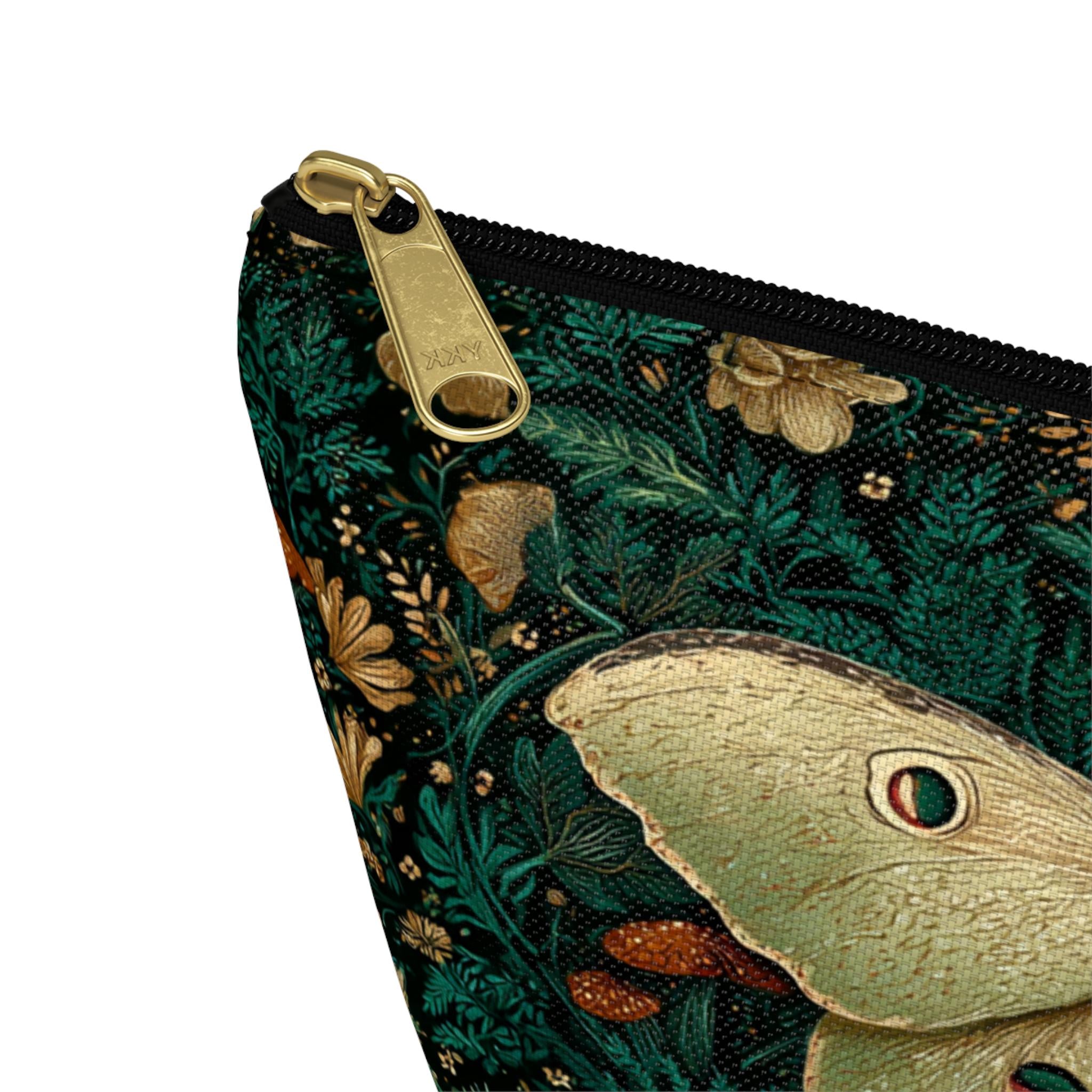 Luna Moth Floral Illustration Accessory Pouch