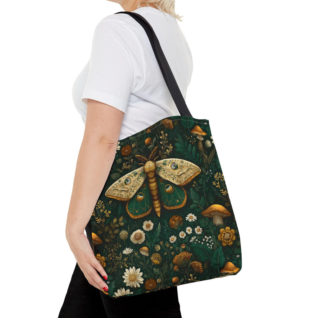 Golden Moth Botanical Tote Bag | Midnight Garden Illustration